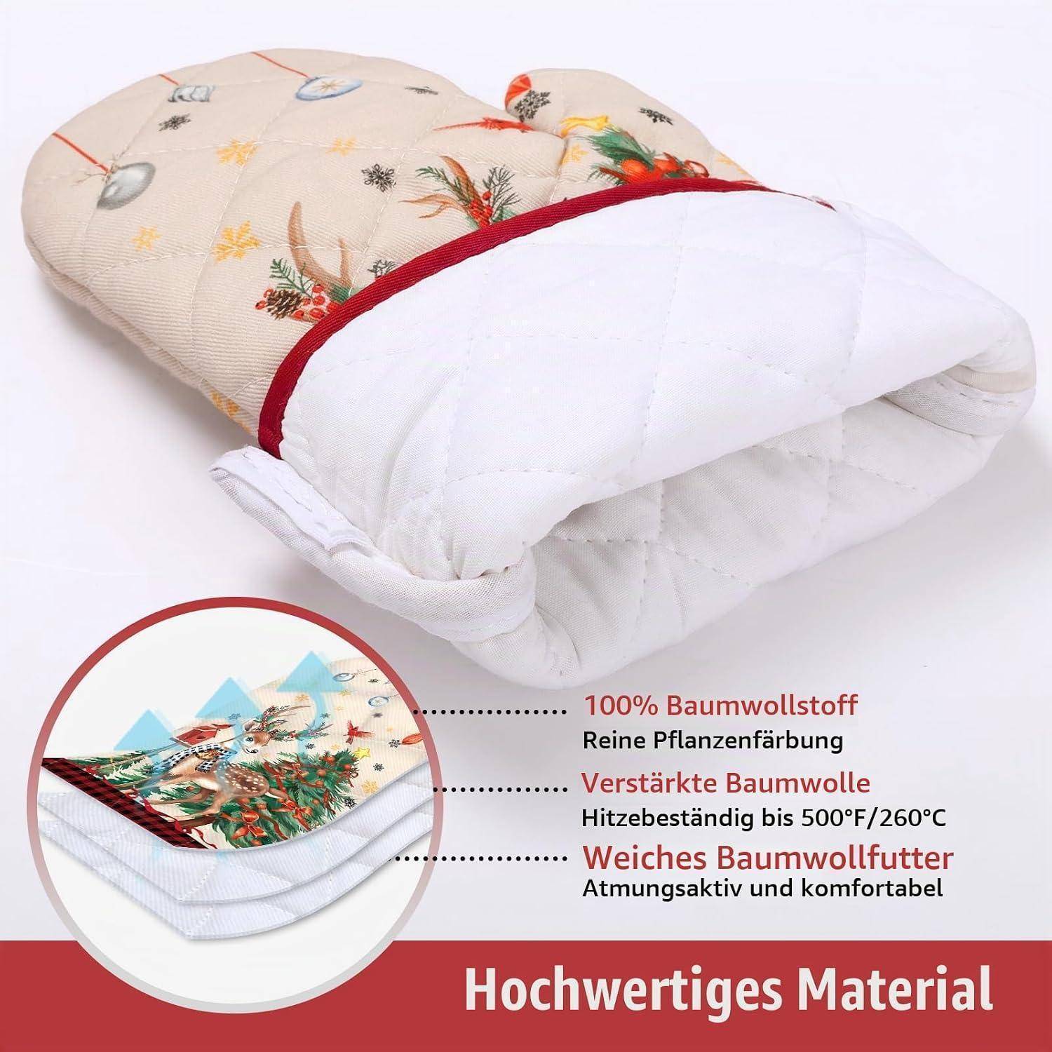 Werbebild eines gepolsterten Textilartikels mit Beschriftungen, die '100% Baumwollstoff', 'Verstärkte Baumwolle' und 'Weiches Baumwollfutter' hervorheben und die hochwertige Materialqualität betonen.