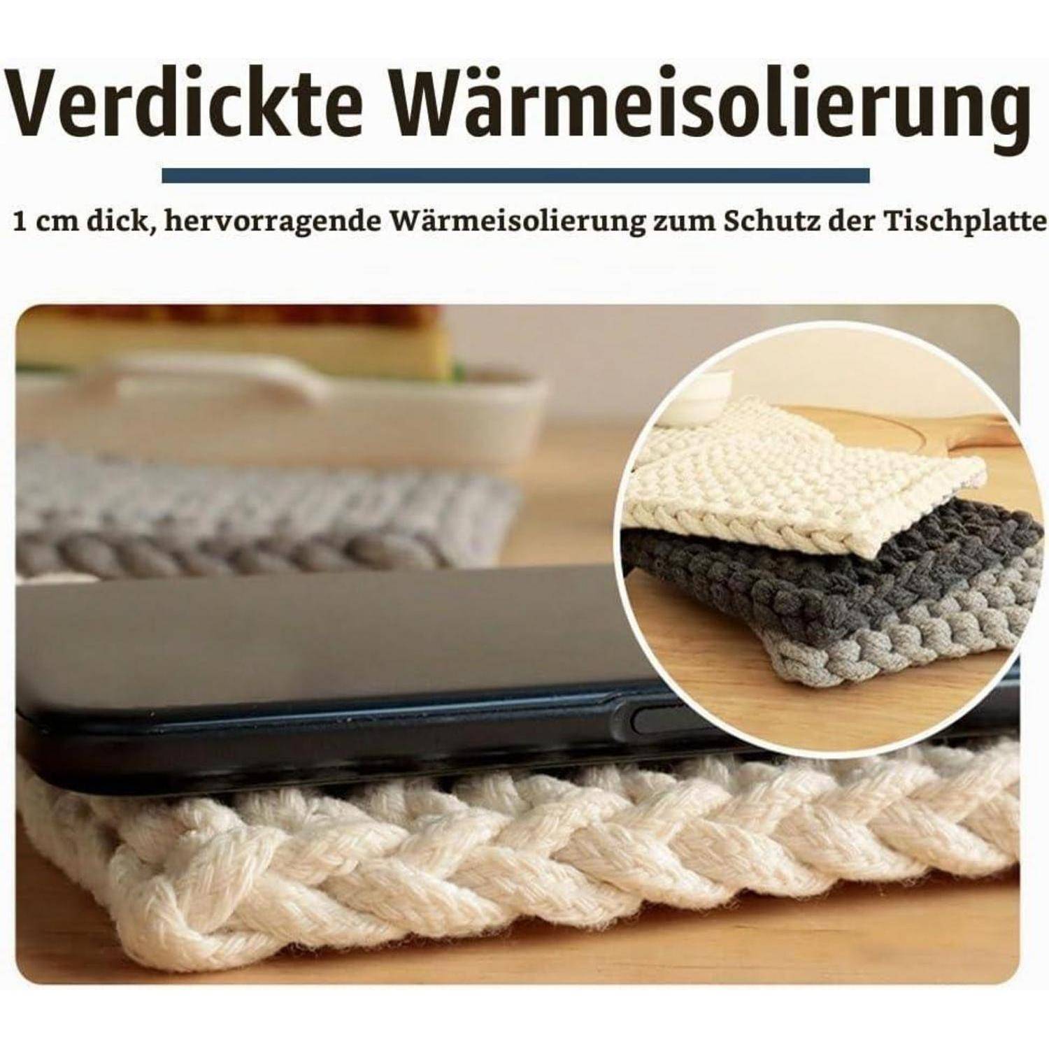 Topflappen 2er Set Baumwolle Hellgrau