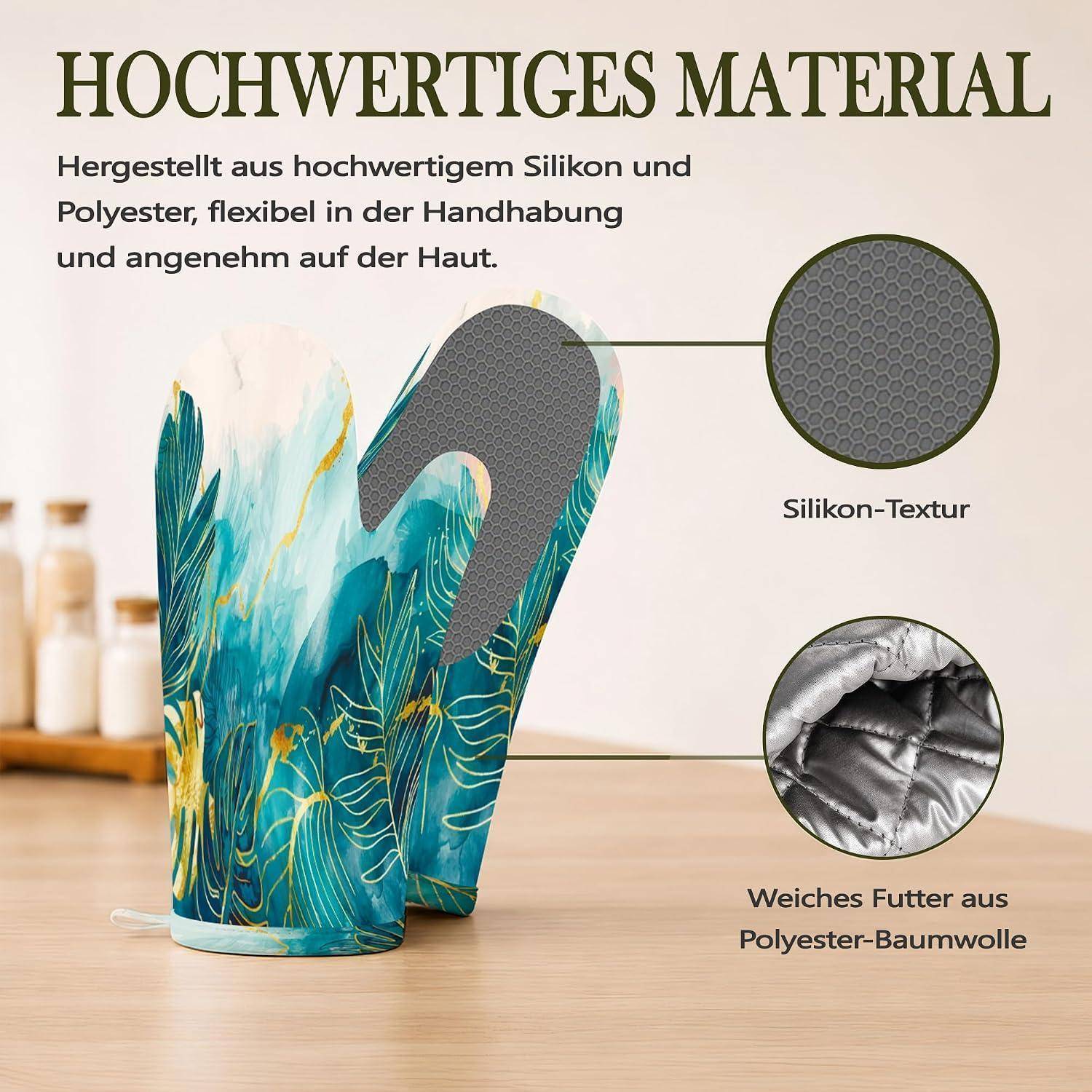 Produktmaterial-Infografik, die einen flexiblen Silikon- und Polyesterhalter zeigt, mit Nahaufnahmen mit den Beschriftungen 