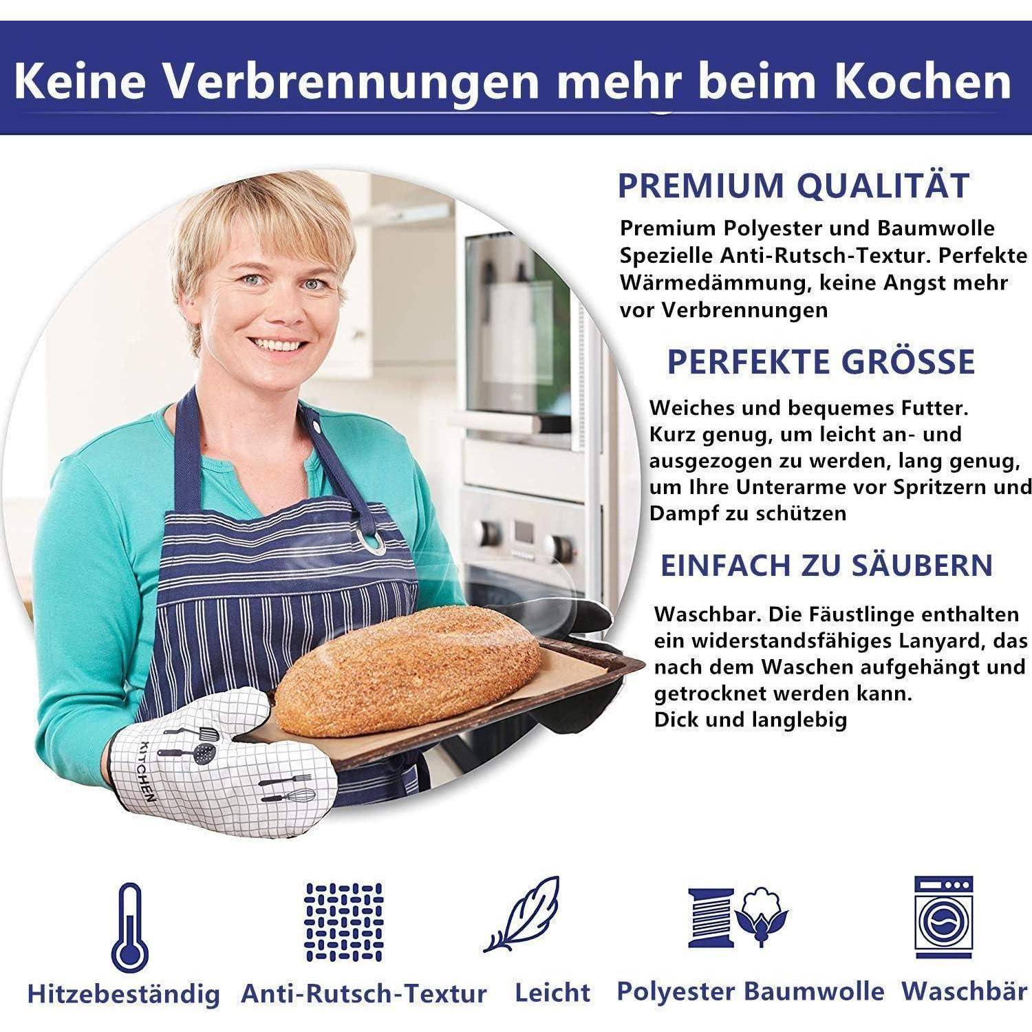 Voarge Ofenhandschuhe Topflappen Set 4-teilig hitzebeständig Baumwolle