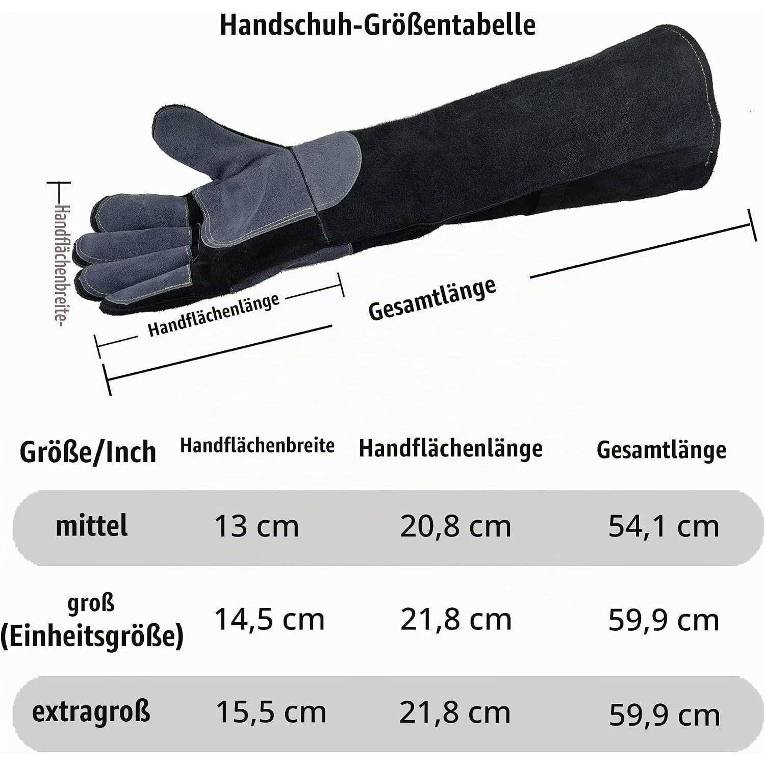 WZQH Leder Tierhandschuhe, bissfest, kratzfest, M, Schwarz