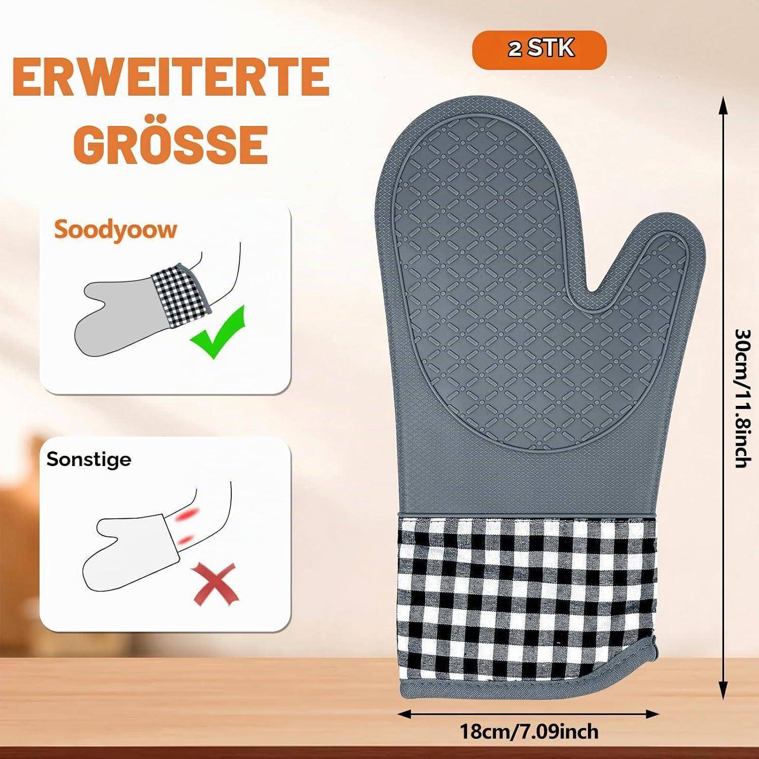 Produktgrafik, die einen übergroßen Ofenhandschuh zeigt: 
