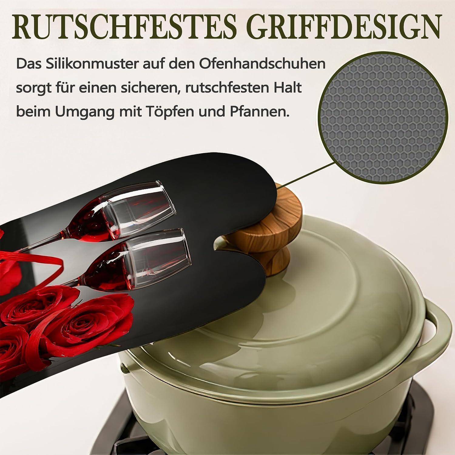Werbeanzeige für Ofenhandschuhe mit der Überschrift 