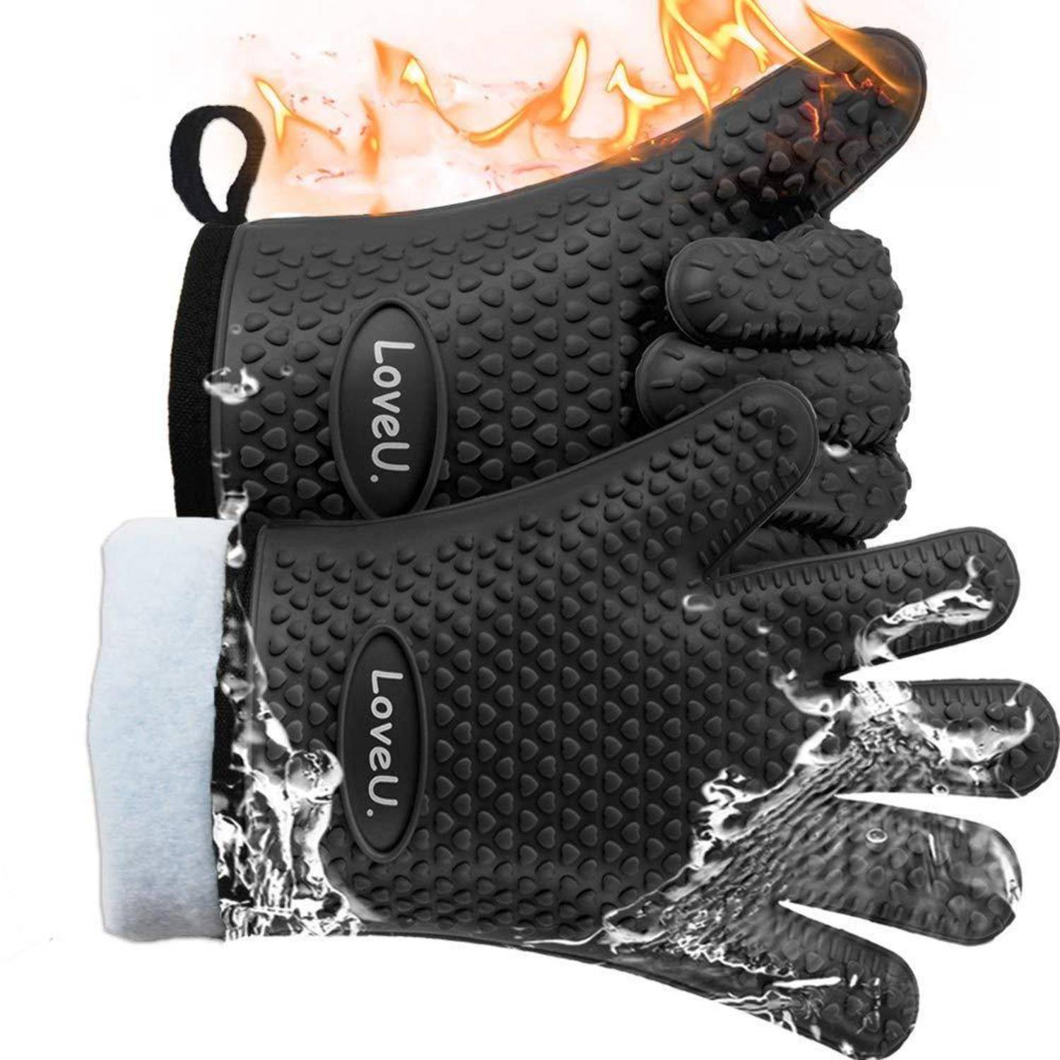 Schwarze hitzebeständige Handschuhe mit 