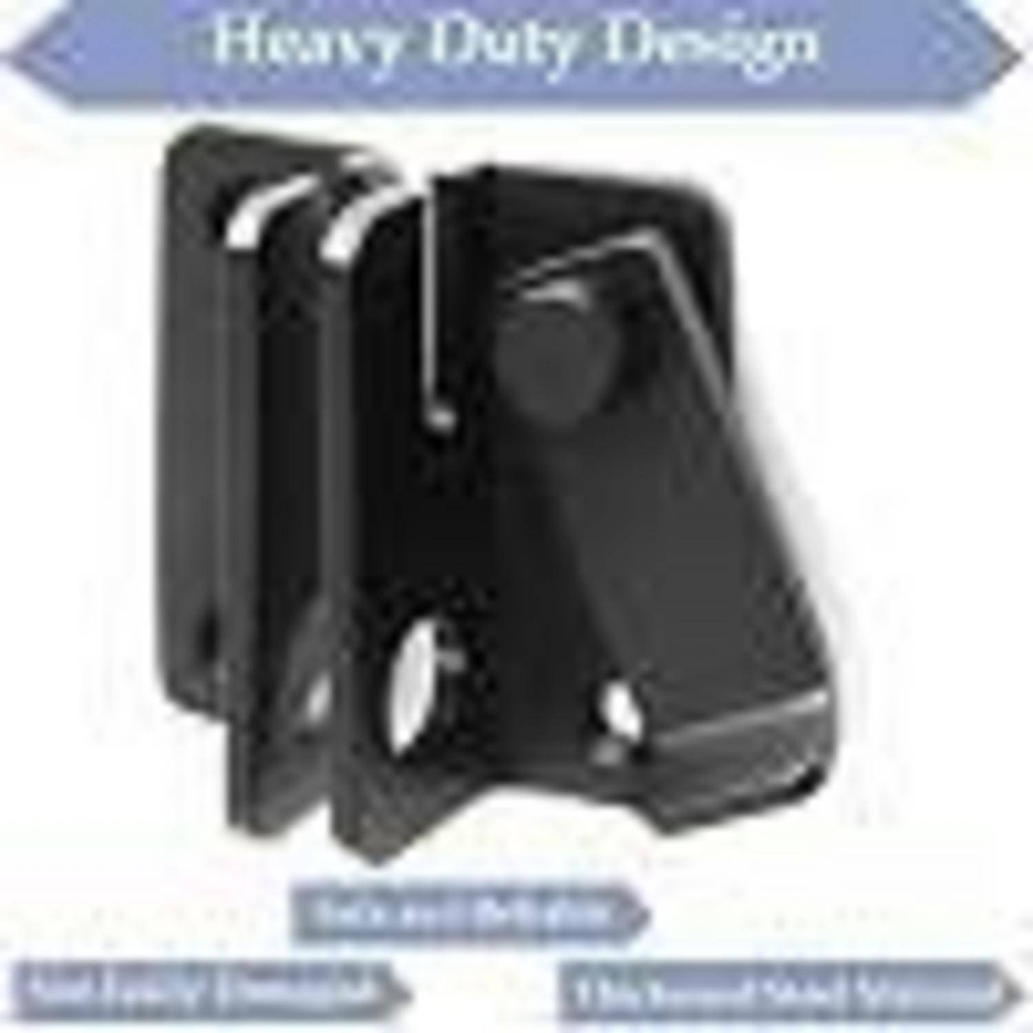 Schwarzes robustes Metallgestell oder -halterung in produktgestalteter Abbildung, mit der Bezeichnung „Heavy Duty Design