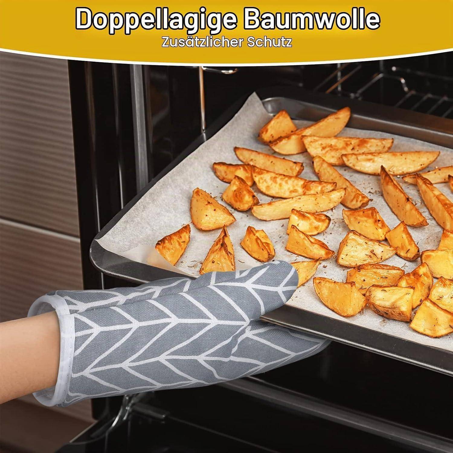 Ofenhandschuh mit der Aufschrift „Doppellagige Baumwolle