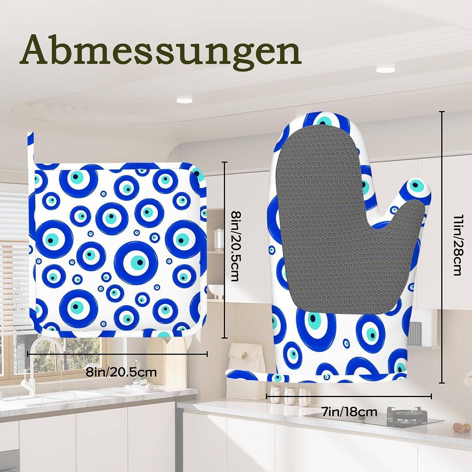 Ofenhandschuhe und Topflappen 4er Set Silikon Hitzebeständig Rutschfest