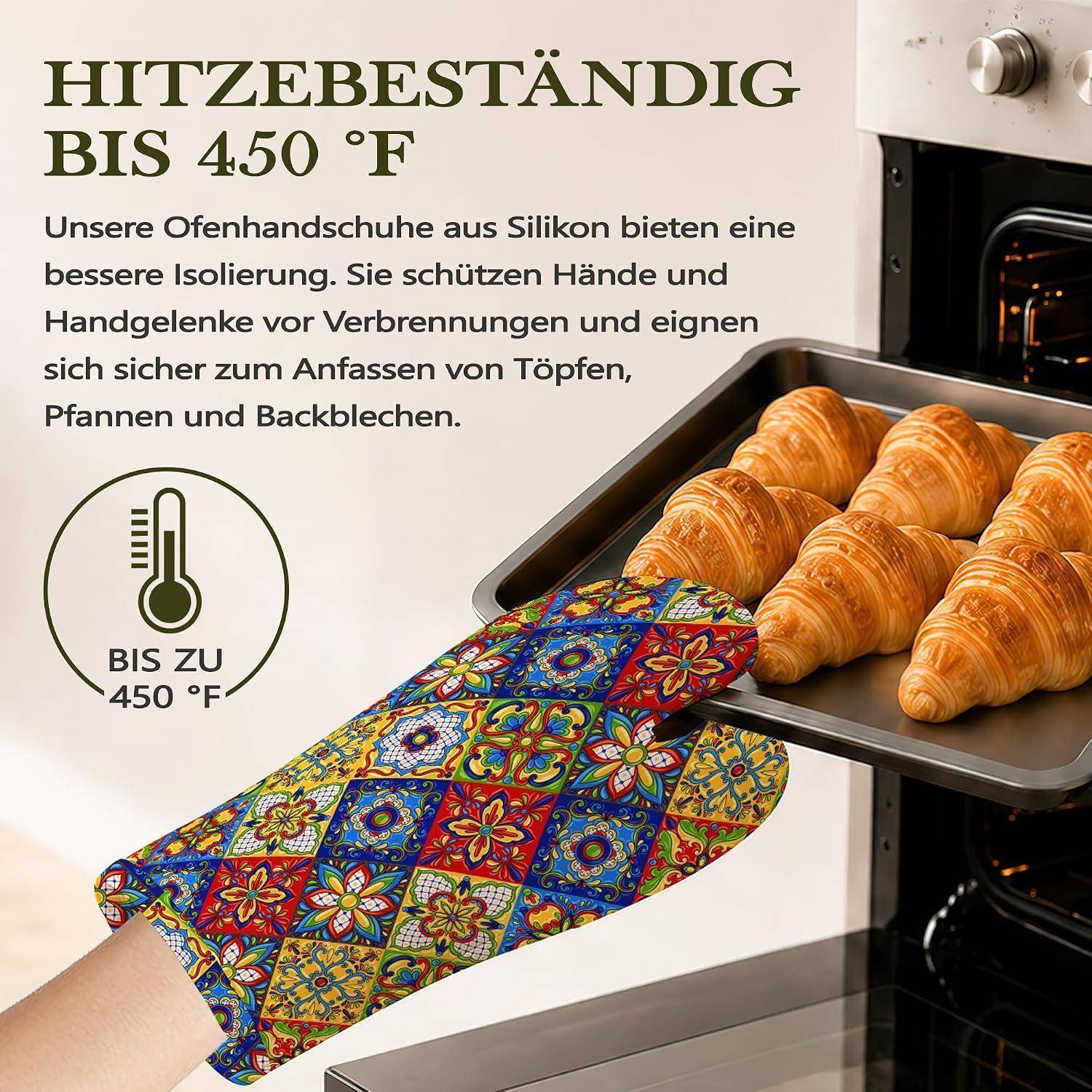 Ofenhandschuh-Set 4-teilig hitzebeständig rutschfest Silikon
