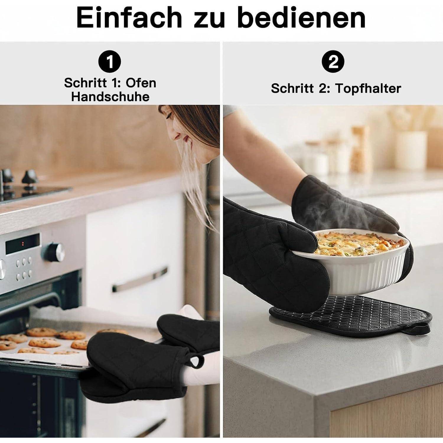 Zweiteiliges Anleitungsbild auf Deutsch mit dem Titel „Einfach zu bedienen