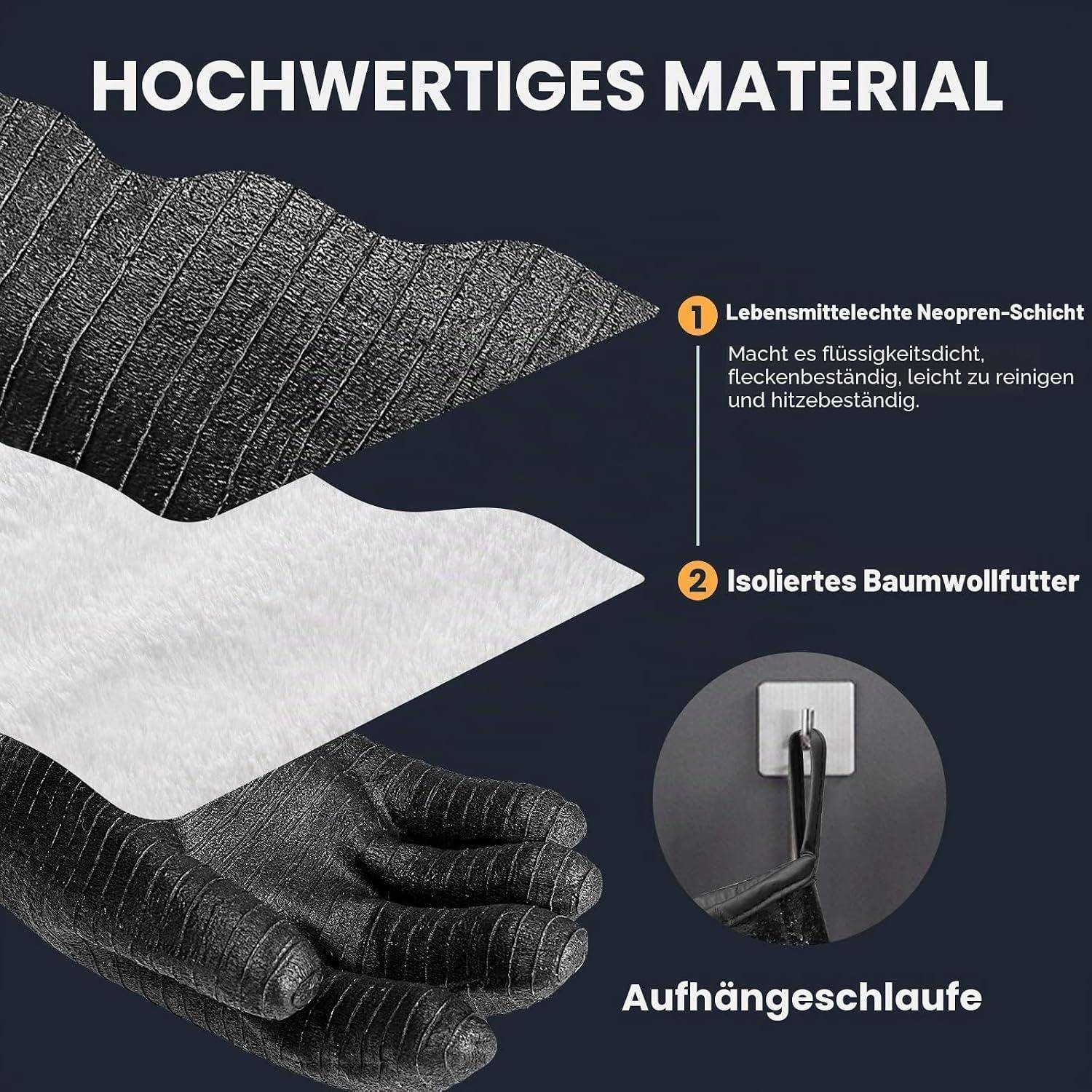 Hochwertiges Material mit Neopren-Außenschicht, isolierter Baumwollfütterung und Aufhängerschleife.