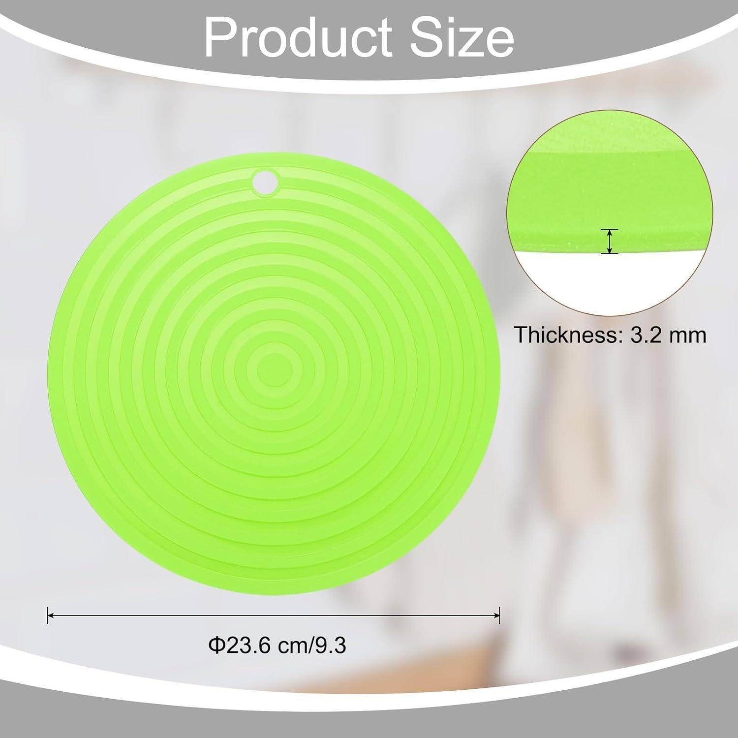 Produktgrößendiagramm einer runden grünen Matte oder eines Pads mit einem Durchmesser von Φ23,6 cm/9,3 Zoll und einer Dicke von 3,2 mm.