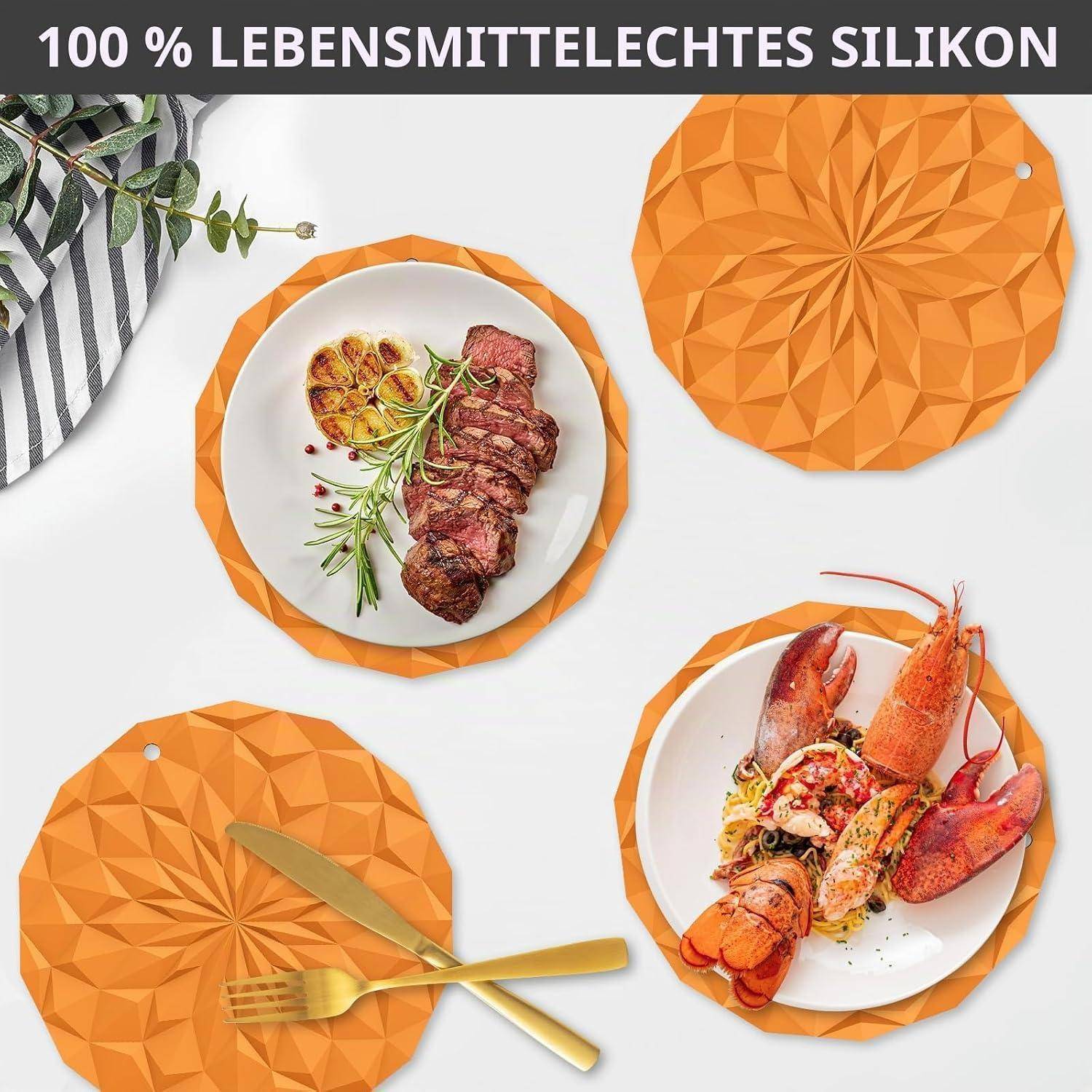 Silikon-Untersetzer 4er Set 18,8cm Orange hitzebeständig