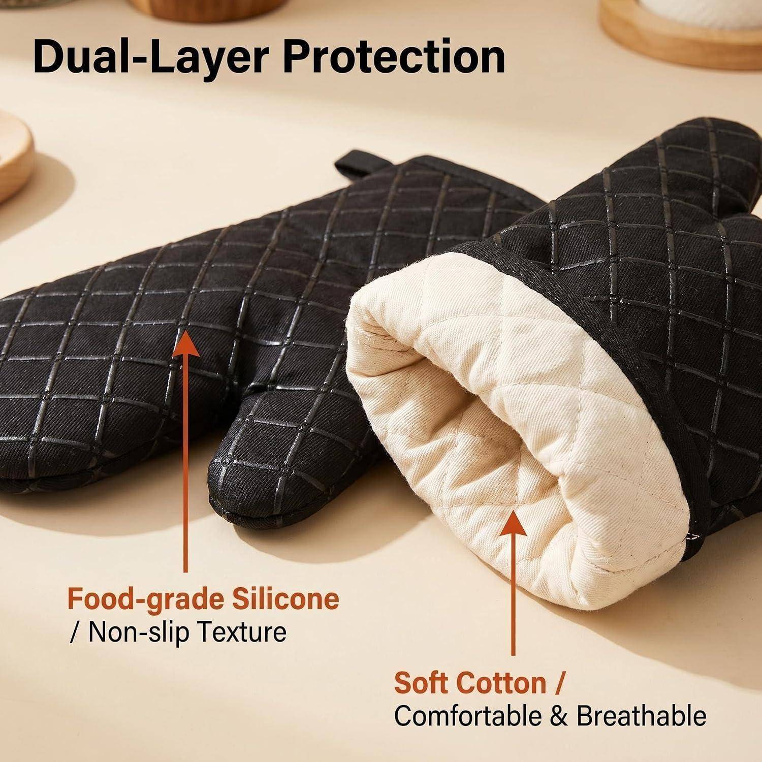 Doppelte Ofenhandschuhe mit der Bezeichnung „Dual-Layer Protection