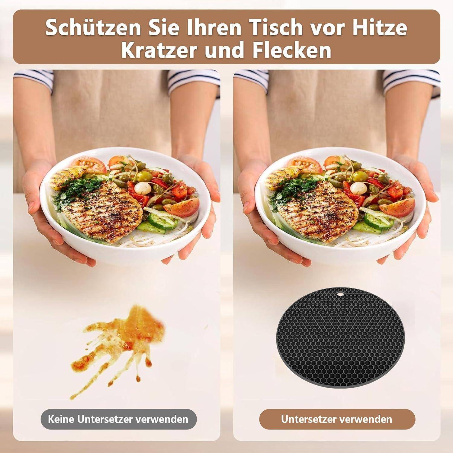 2 Stück Silikon Topfuntersetzer Hitzebeständig Rutschfest 18cm