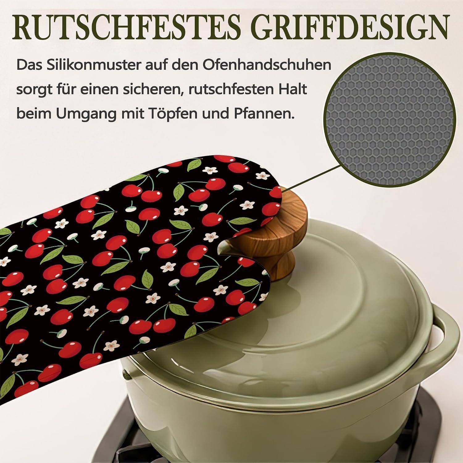 Ofenhandschuhe und Topflappen 4er Set, hitzebeständig, Silikon, rutschfest