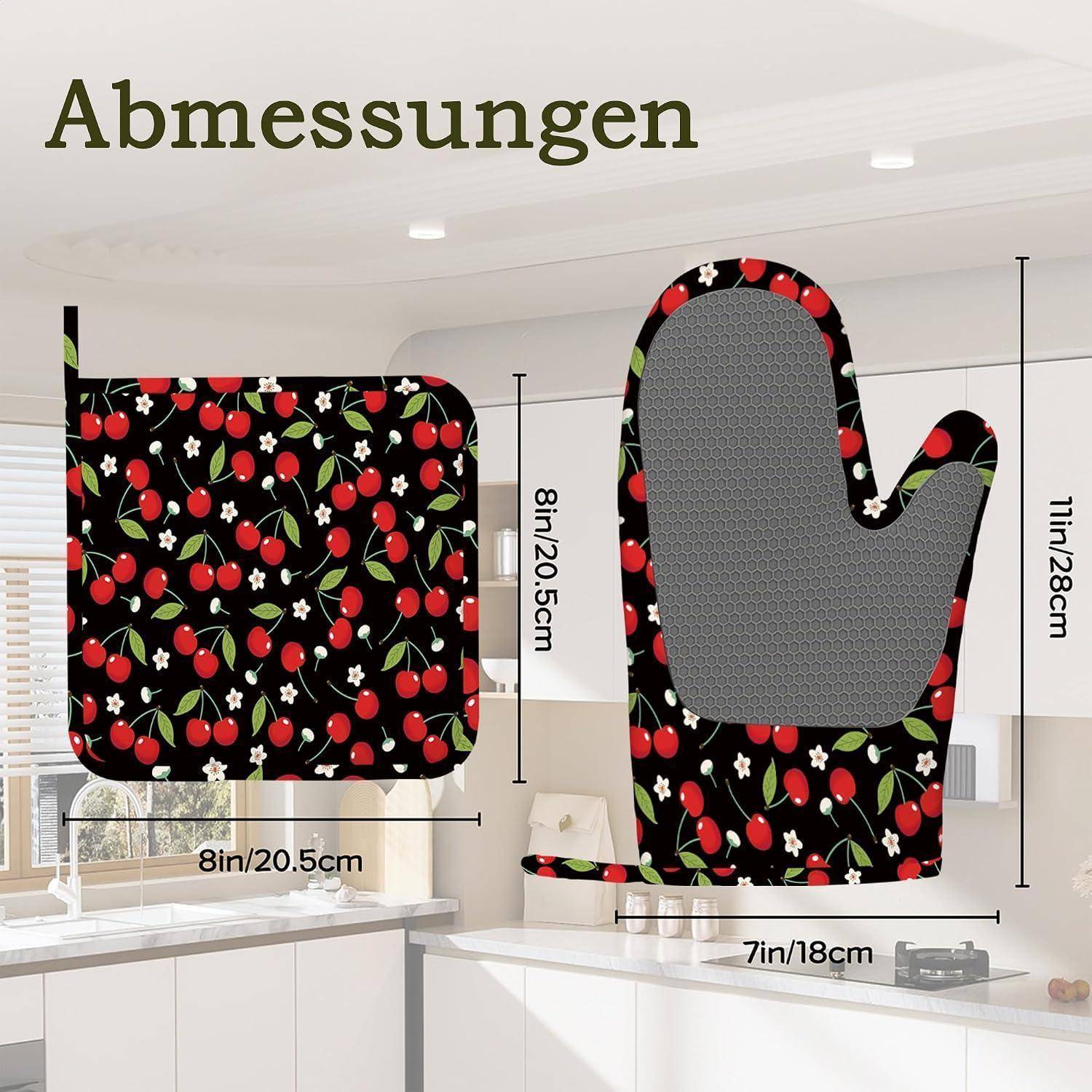 Ofenhandschuhe und Topflappen 4er Set, hitzebeständig, Silikon, rutschfest