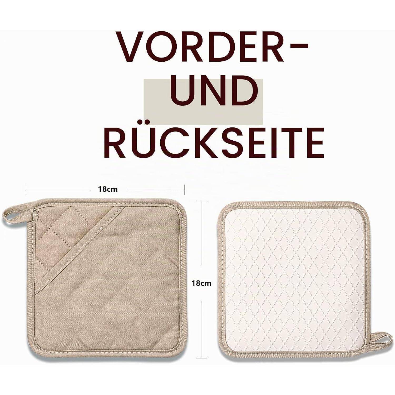 ZORR Topflappen Silikon 2er Set 18cm Beige Hitzebeständig