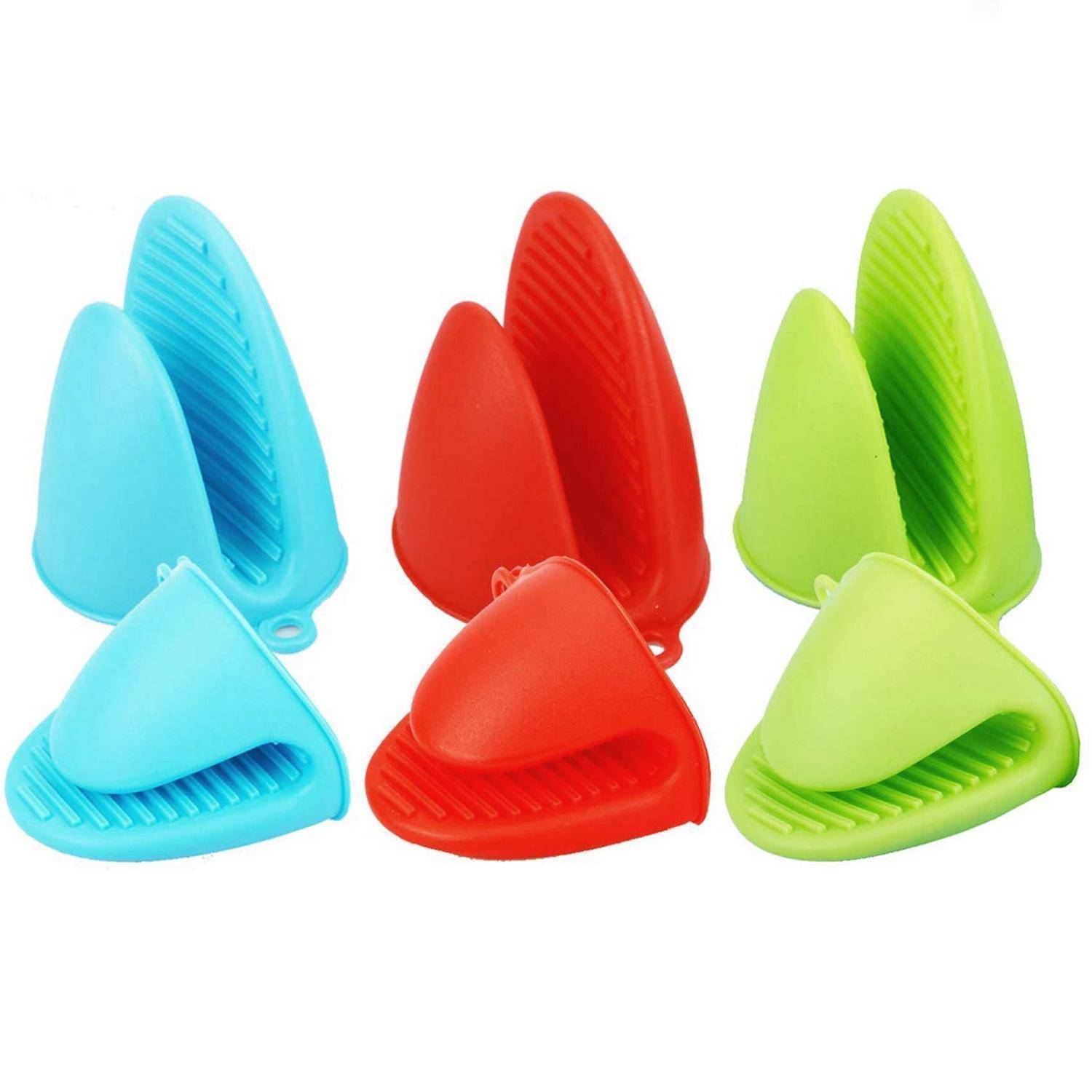 3 Paar Mini-Ofenhandschuhe Silikon hitzebeständig Rot Blau Grün