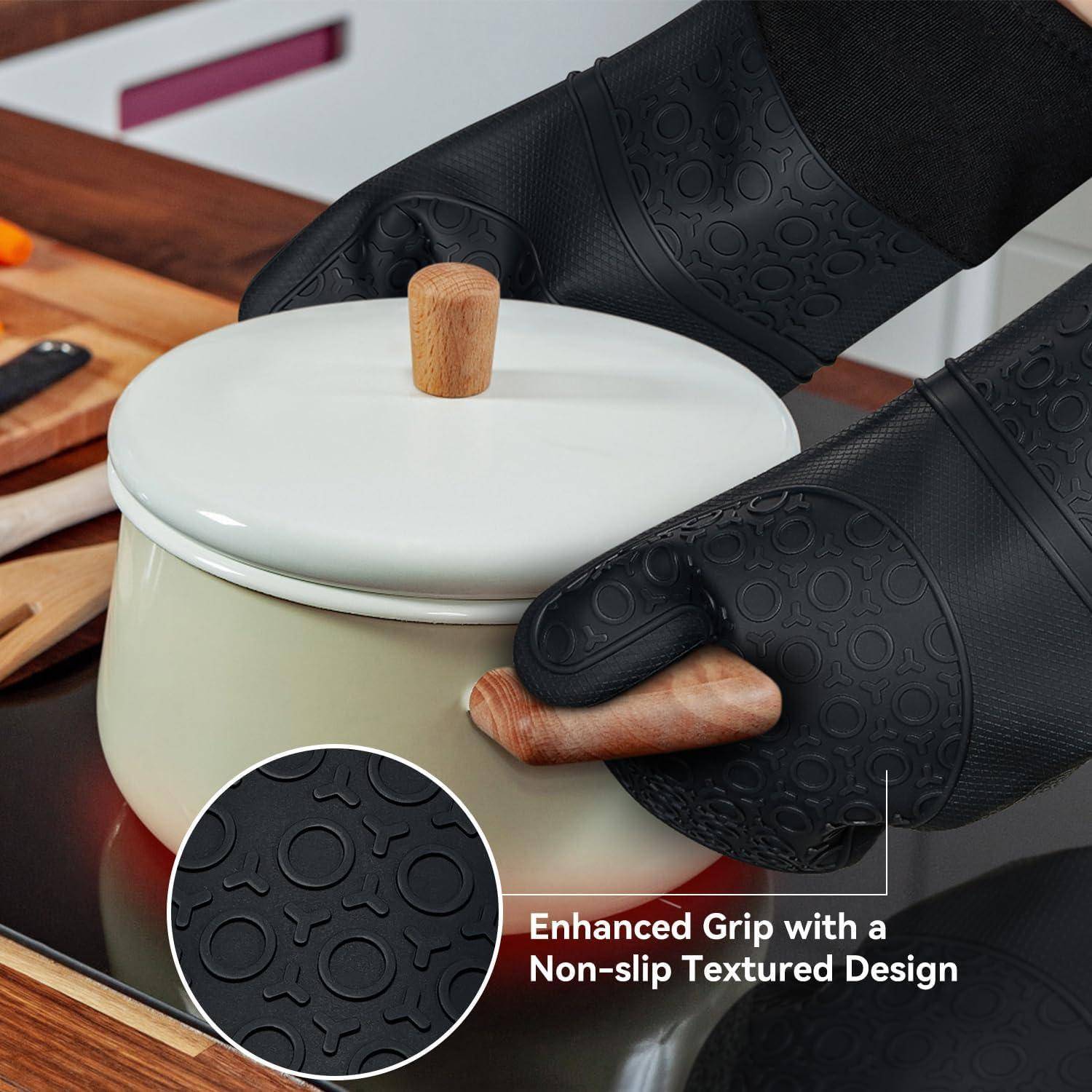 Ofenhandschuhe Silikon hitzebeständig 230°C schwarz