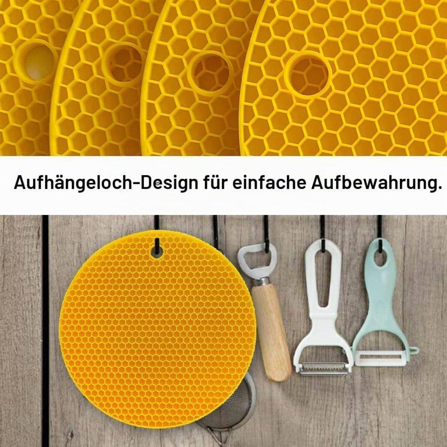Silikon Untersetzer 4er-Set Gelb 240°C Ø 18 cm