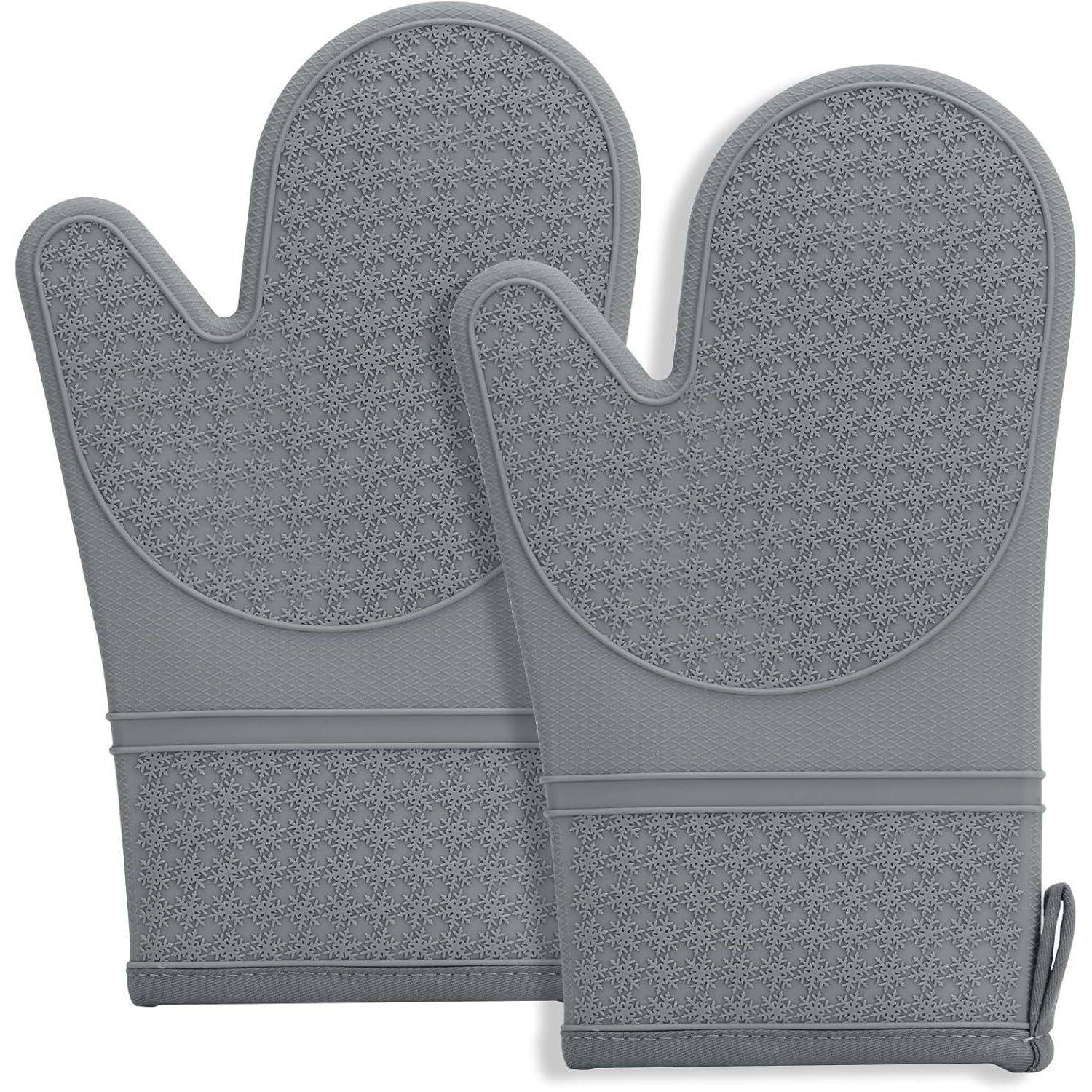 2 Silikon-Ofenhandschuhe hitzebeständig bis 300°C Grau
