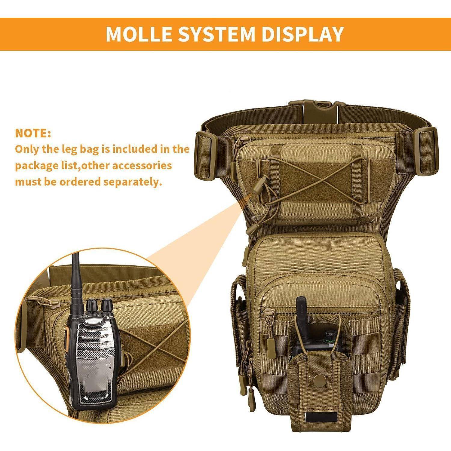 Huntvp Taktische Beintasche MOLLE Hüfttasche Herren Typ-2-braun