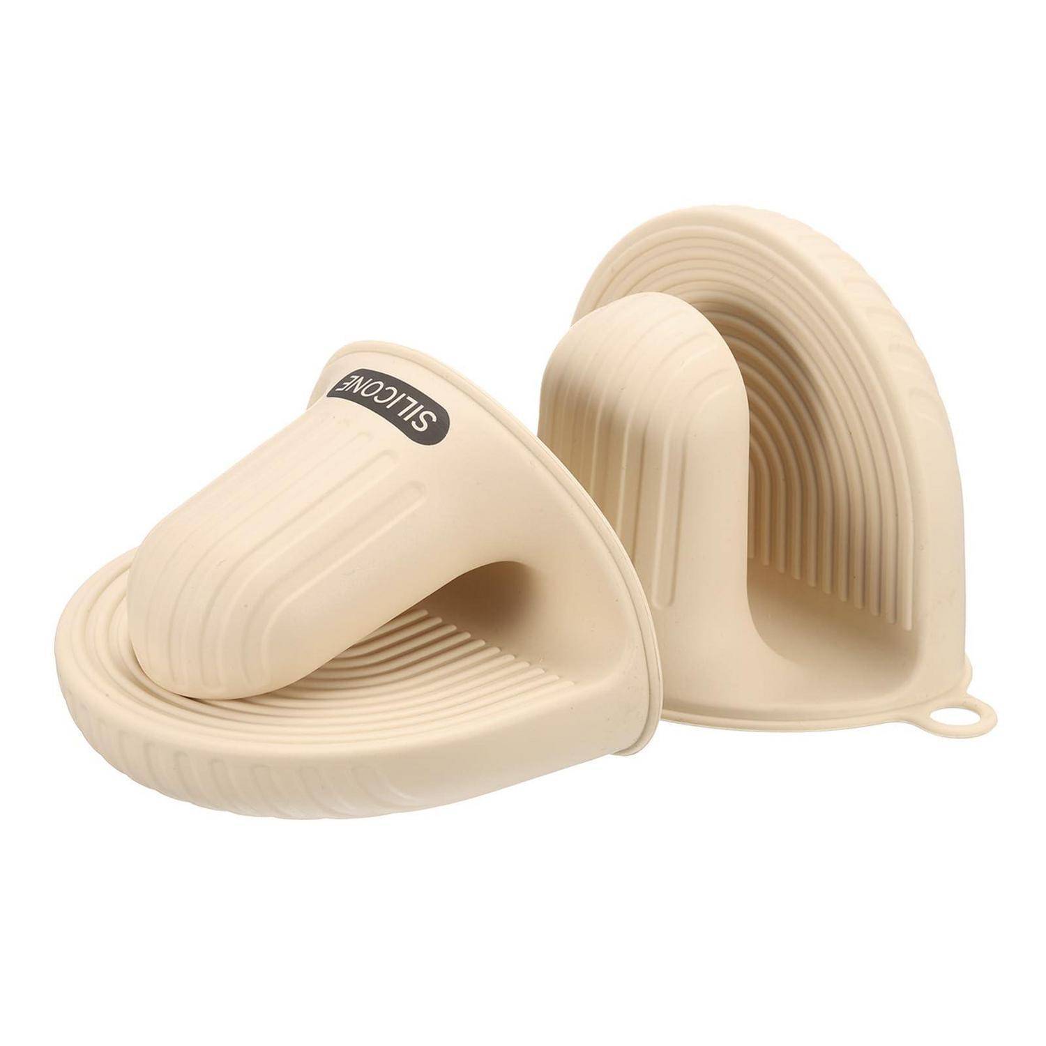 QUARKZMAN 2x Silikon Mini Ofenhandschuhe Hitzebeständig Beige