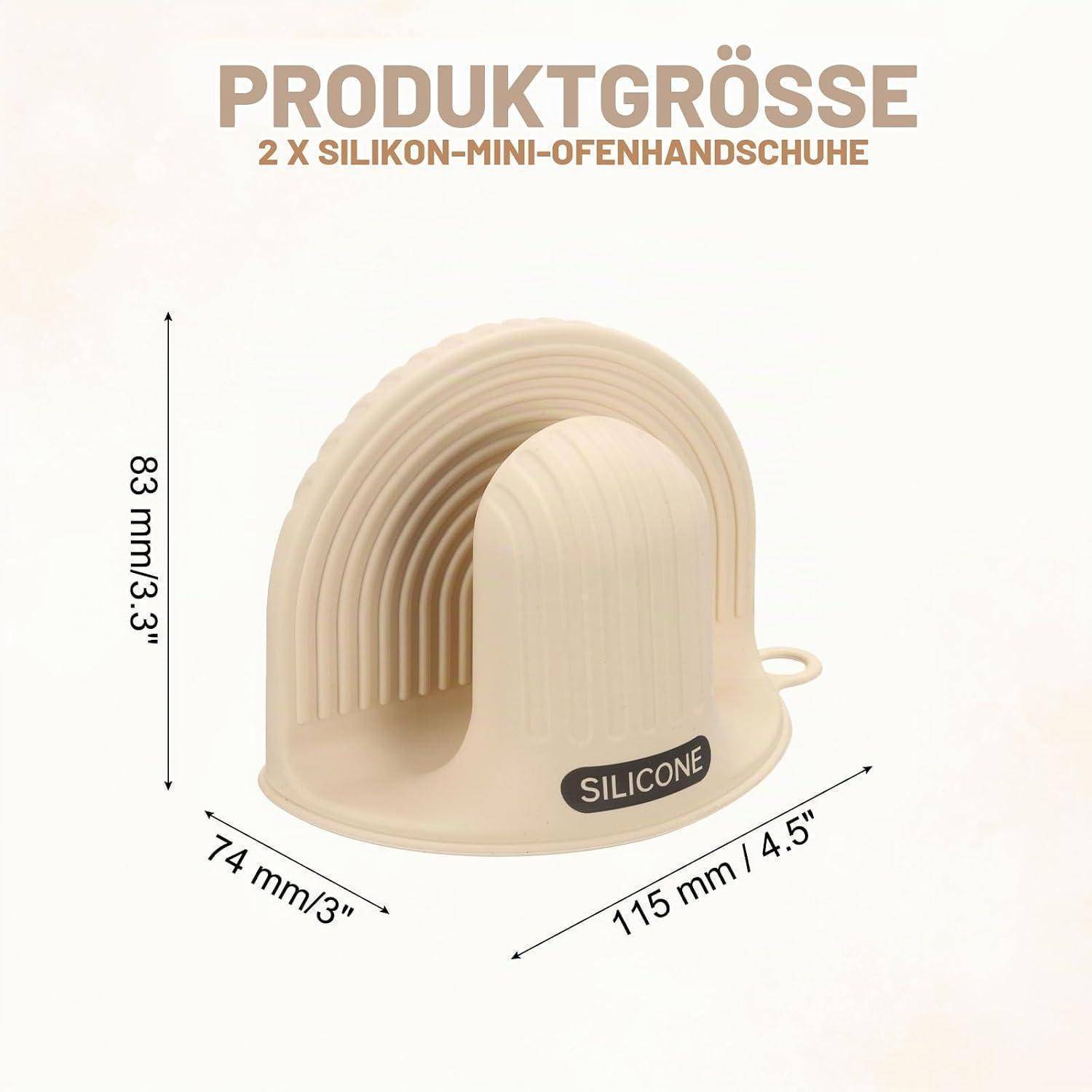 QUARKZMAN 2x Silikon Mini Ofenhandschuhe Hitzebeständig Beige