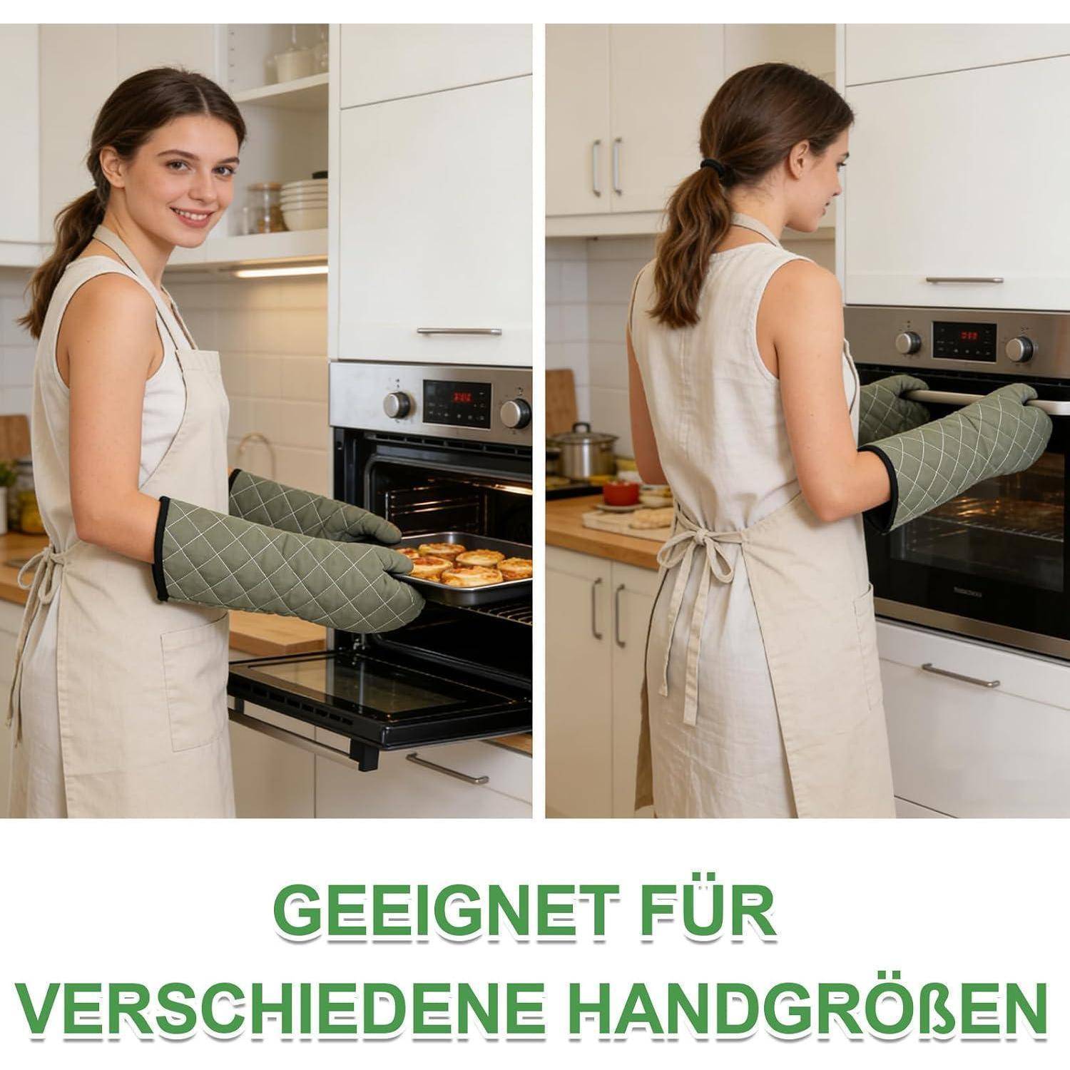 1 Paar 60cm Baumwoll-Ofenhandschuhe Hitzebeständig Grillhandschuhe