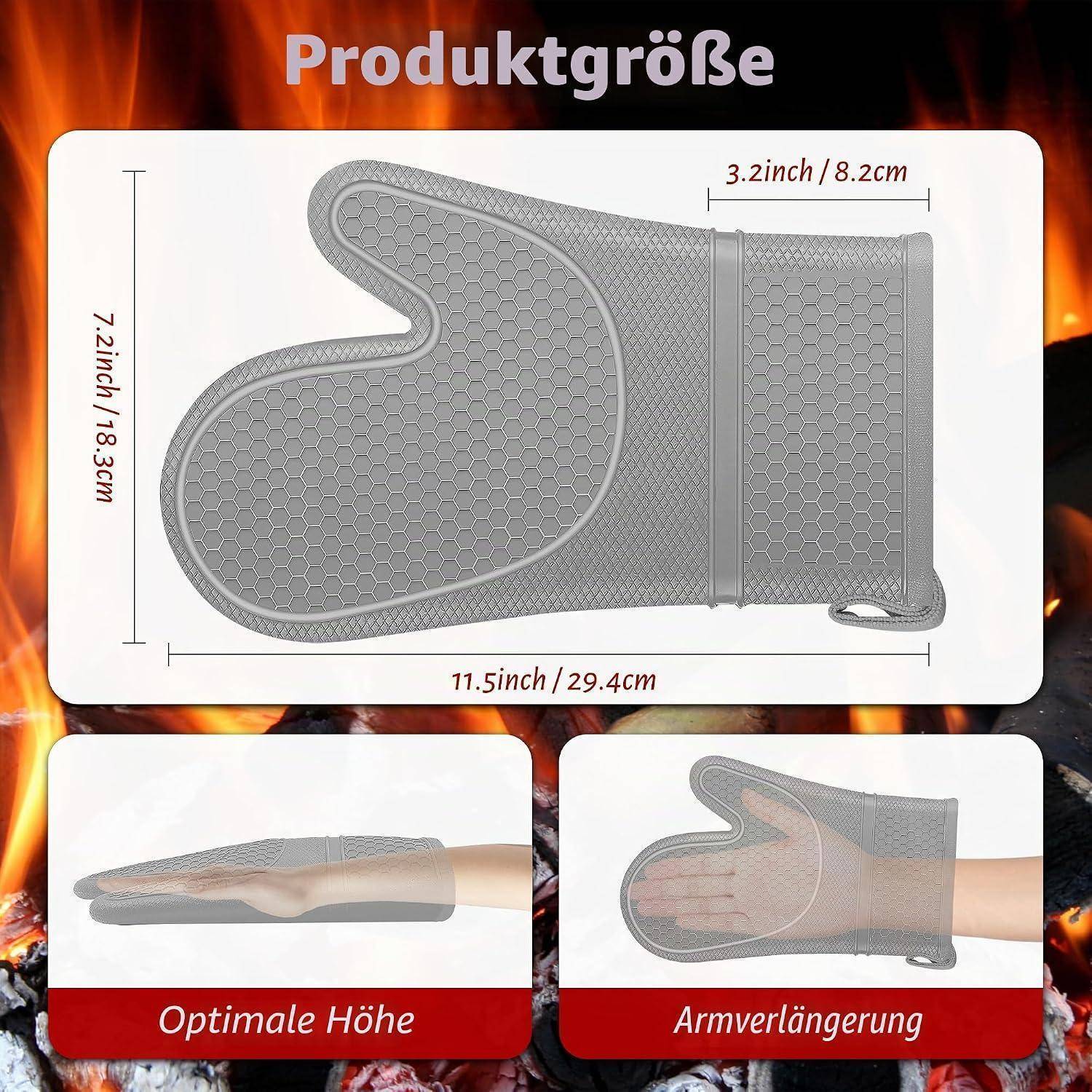 Ofenhandschuhe Silikon bis 260°C, rutschfest, grau