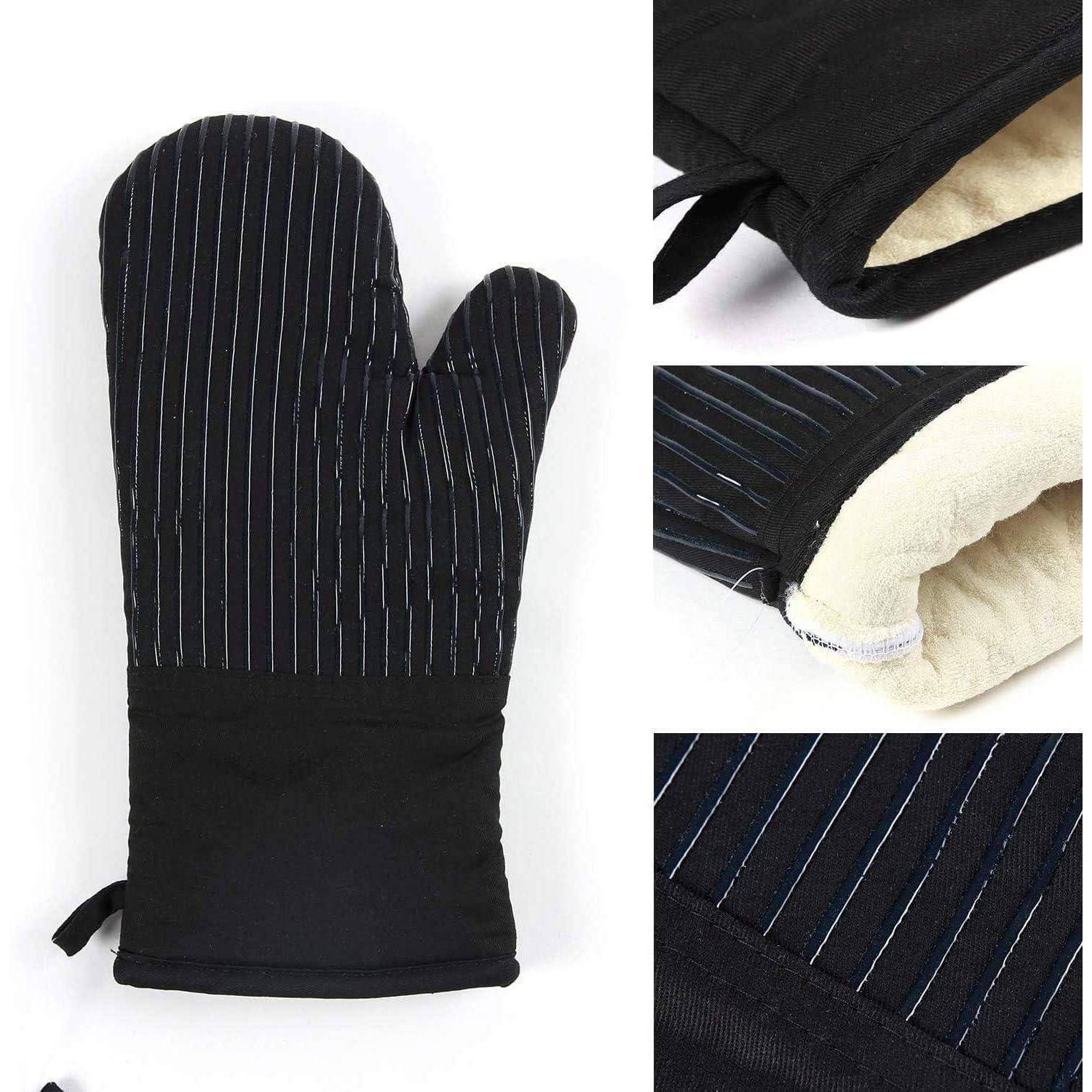 Ofenhandschuhe 2er Set hitzebeständig bis 240°C Silikon Grip Schwarz