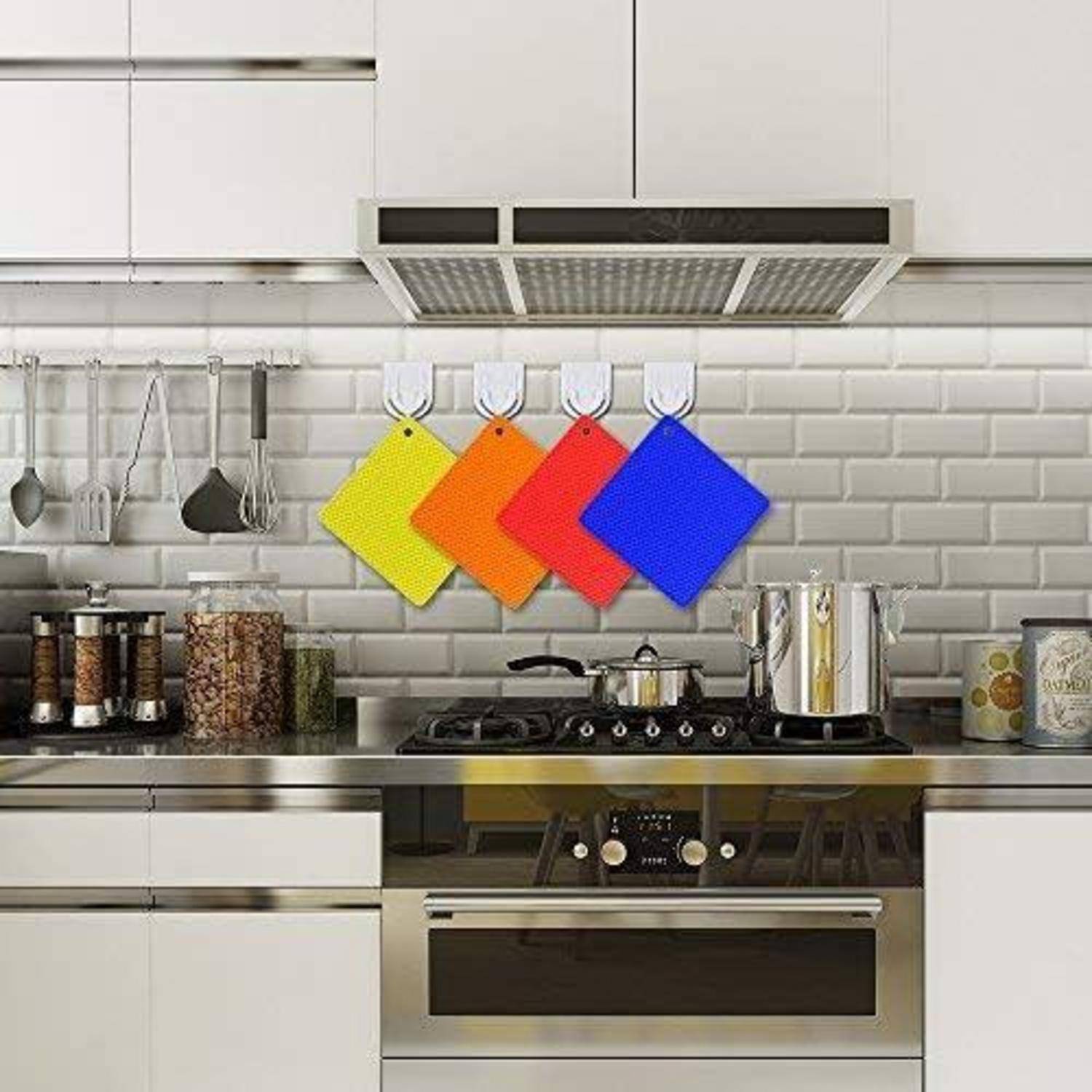 flintronic Topfuntersetzer 4er Set Silikon Hitzebeständig bis 250°C Wabenmuster Multicolor