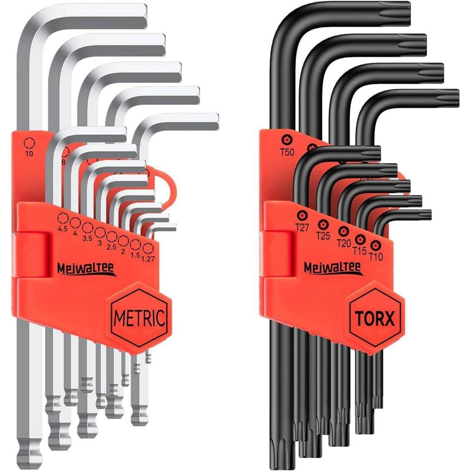 Meiwaltee 22-teiliger Inbusschlüsselsatz Metrisch & Torx Cr-V Stahl