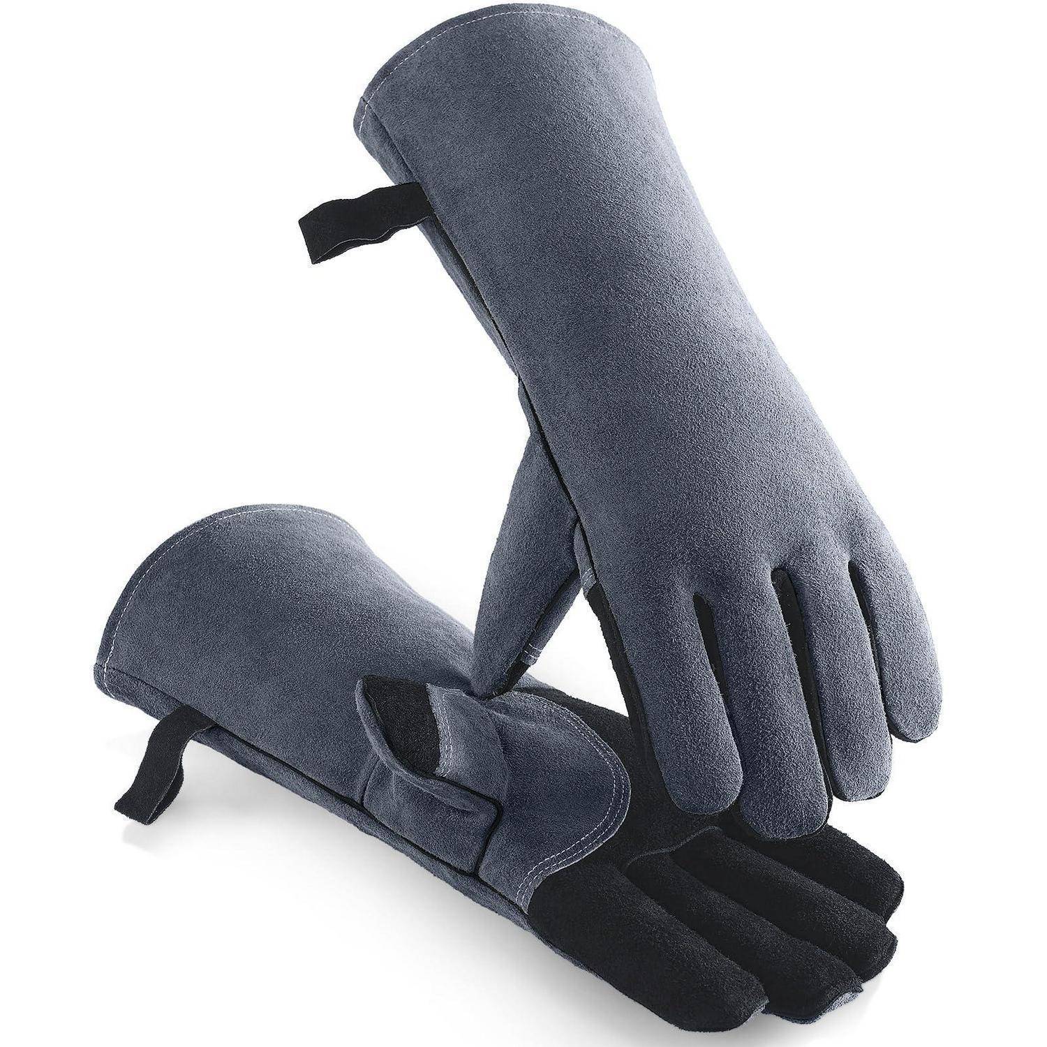 Grillhandschuhe OZERO 40cm hitzebeständig Leder EN407 geprüft 2 Stück