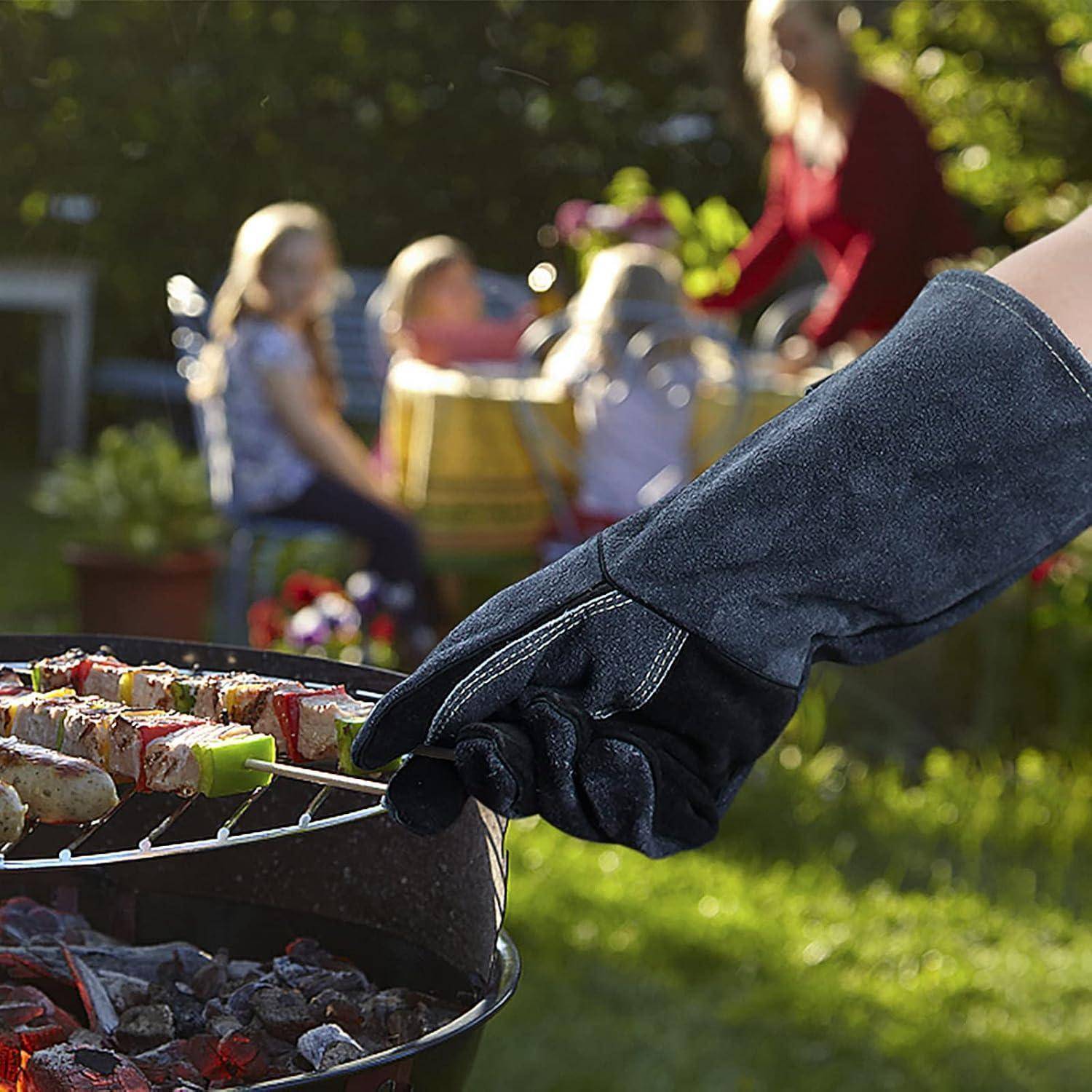 Grillhandschuhe OZERO 40cm hitzebeständig Leder EN407 geprüft 2 Stück