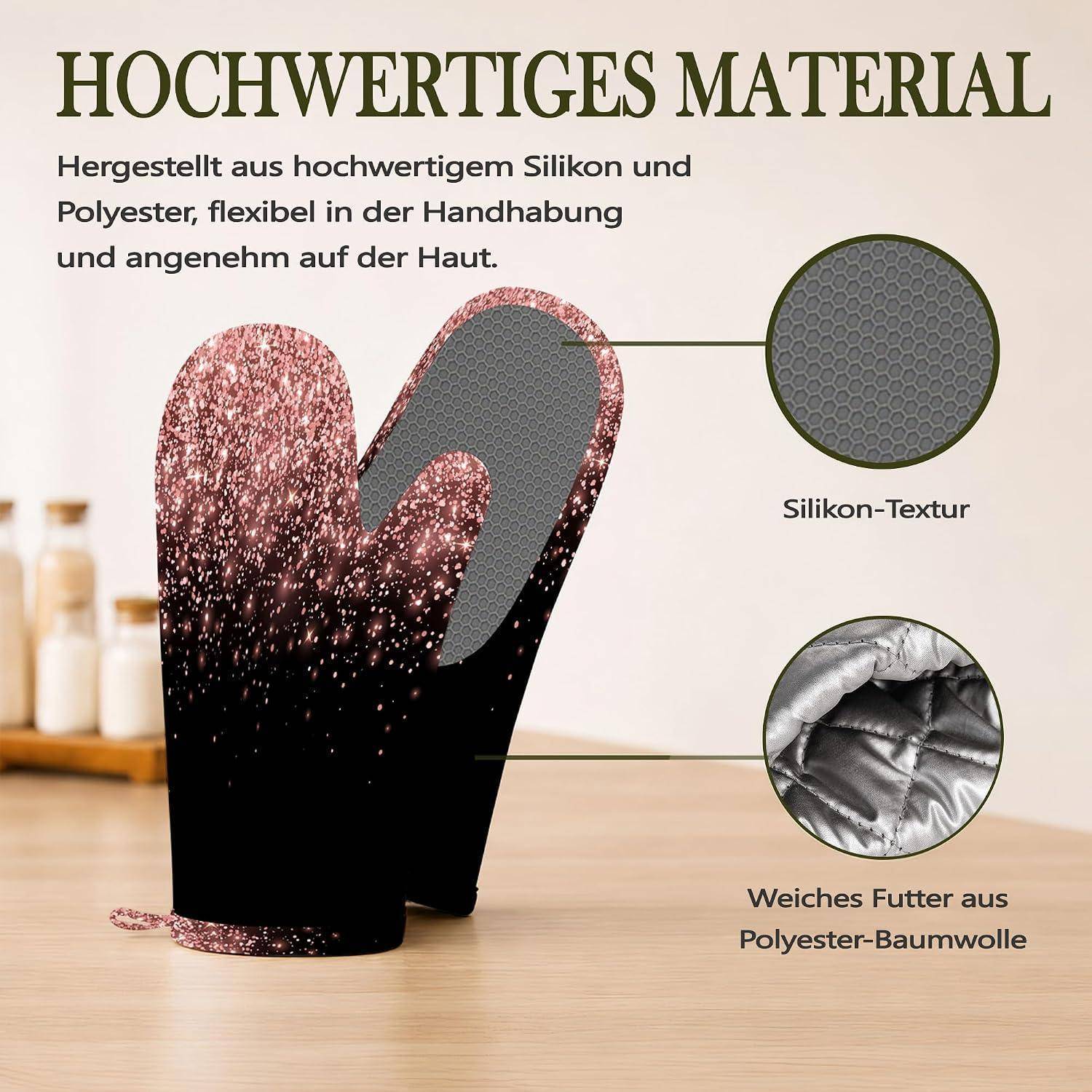 Ofenhandschuhe und Topflappen 4er-Set Hitzebeständig Silikon Rutschfest