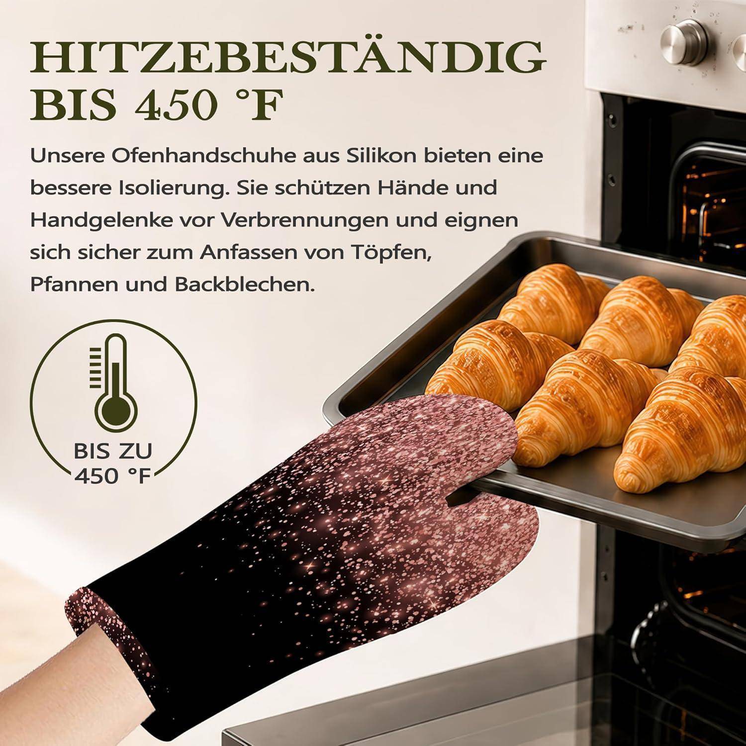 Ofenhandschuhe und Topflappen 4er-Set Hitzebeständig Silikon Rutschfest