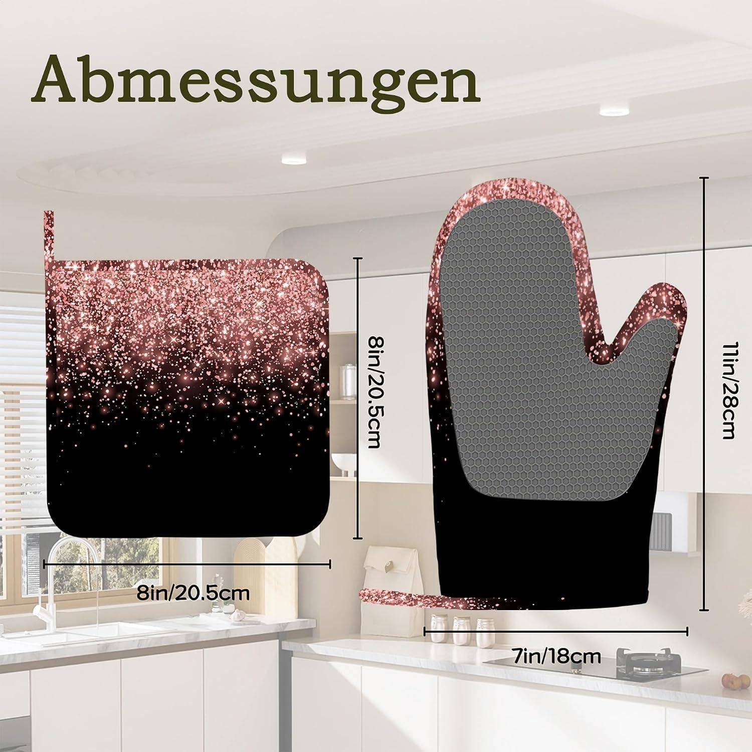 Ofenhandschuhe und Topflappen 4er-Set Hitzebeständig Silikon Rutschfest