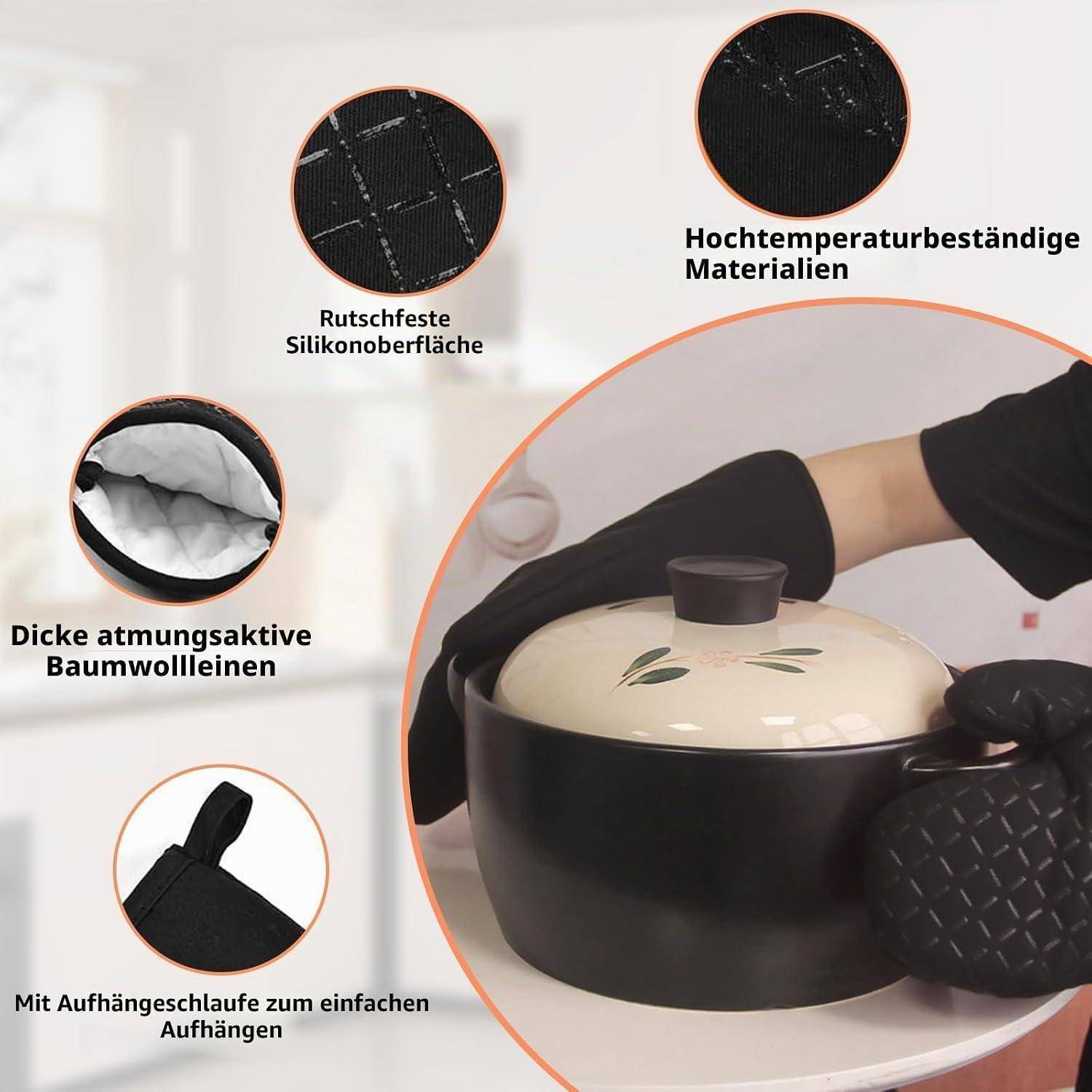 1 Paar Ofenhandschuhe hitzebeständig bis 300°C mit Silikongriff