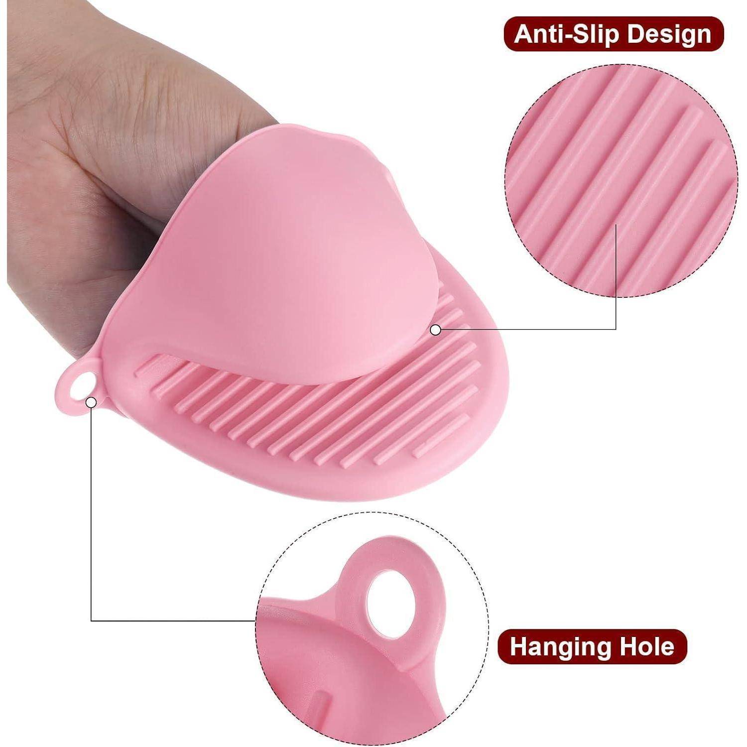 2x Mini Ofenhandschuhe Silikon Hitzebeständig Rosa