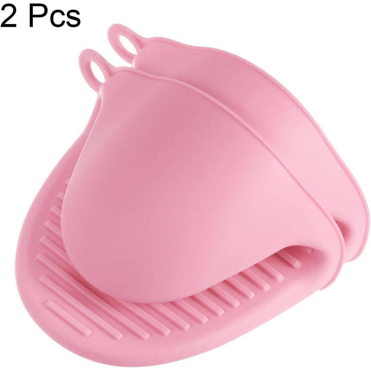 2x Mini Ofenhandschuhe Silikon Hitzebeständig Rosa