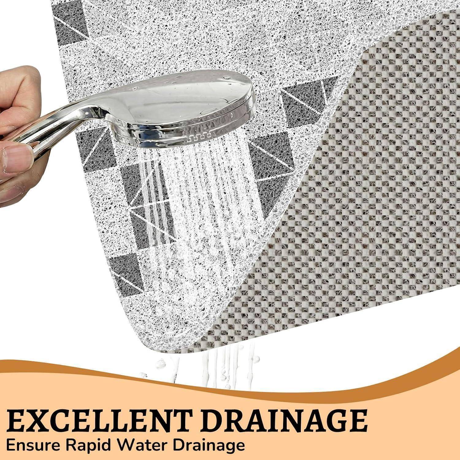 Duschmatte PVC Luffa 80x80 cm Quadratisch Schnelltrocknend Grau