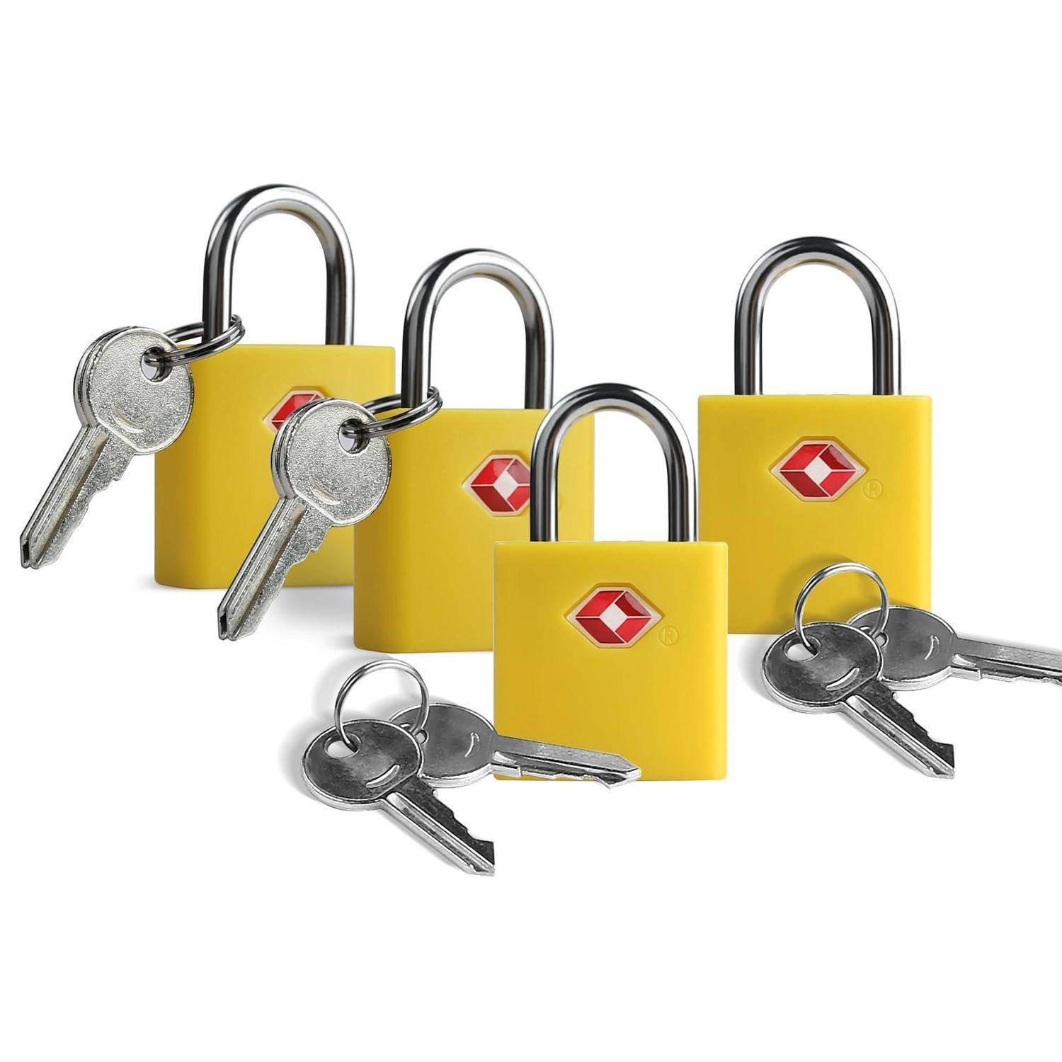 TSA Gepäckschlösser 4er Set gelb mit Schlüssel
