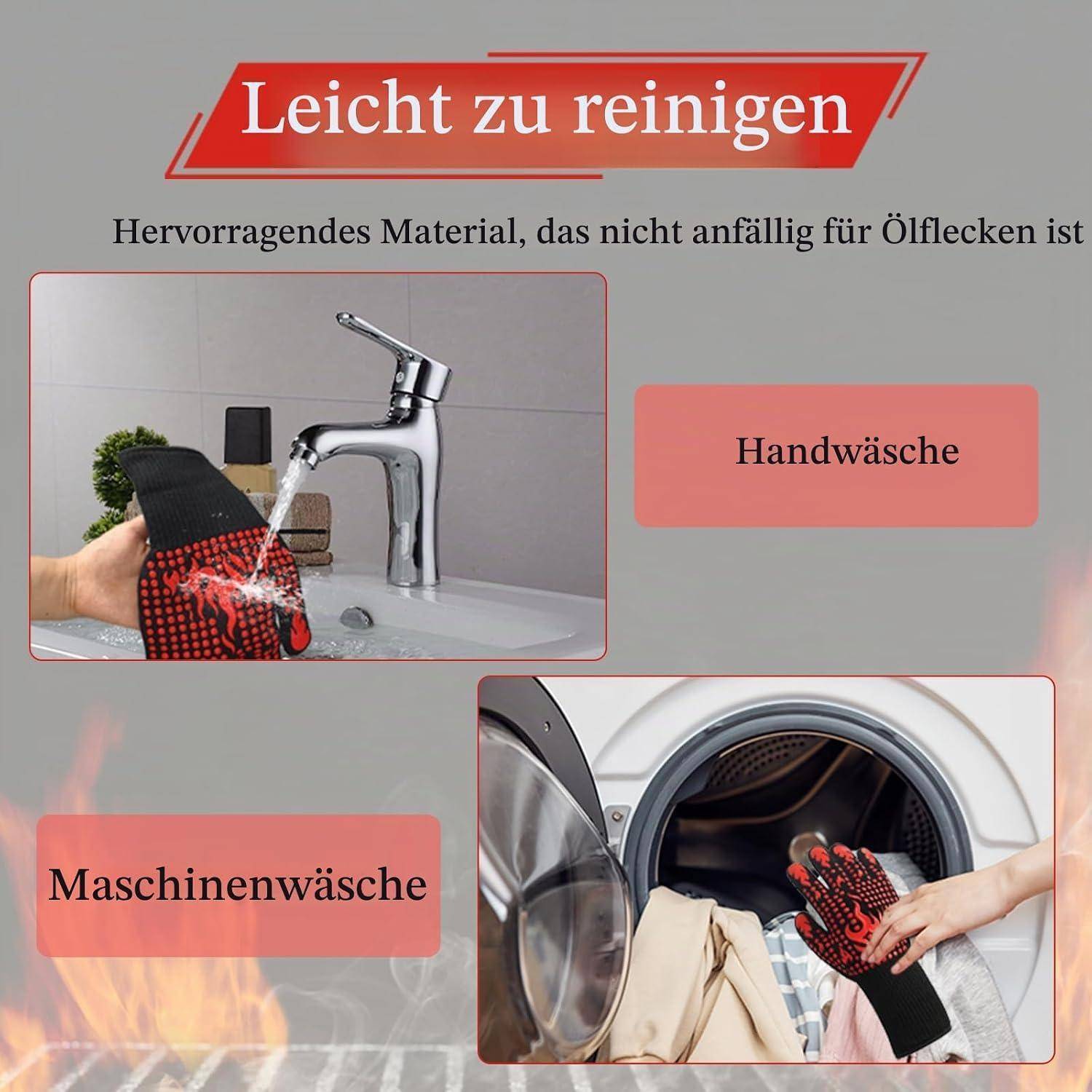 Grillhandschuhe hitzebeständig 800°C Ofenhandschuhe Kochhandschuhe