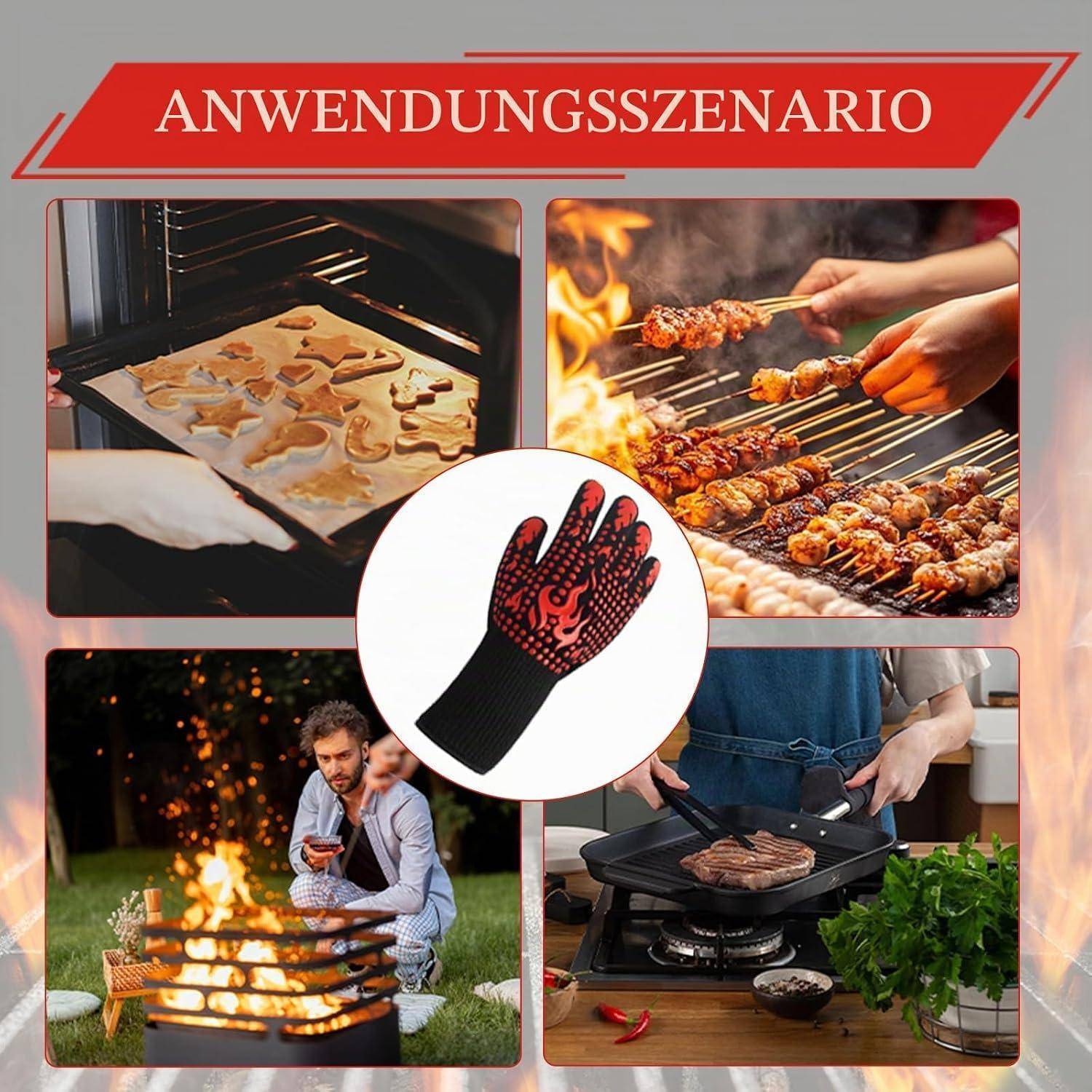 Grillhandschuhe hitzebeständig 800°C Ofenhandschuhe Kochhandschuhe