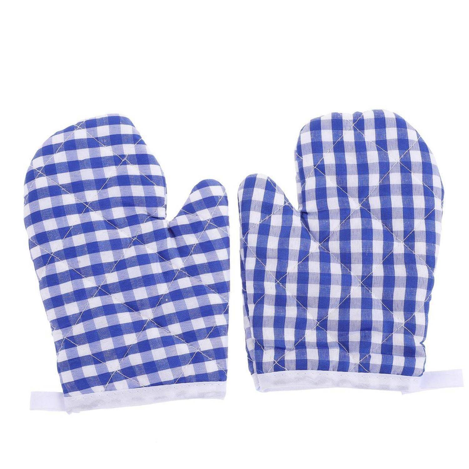 DOITOOL Kinder Ofenhandschuhe 2 Stück Karo Dunkelblau