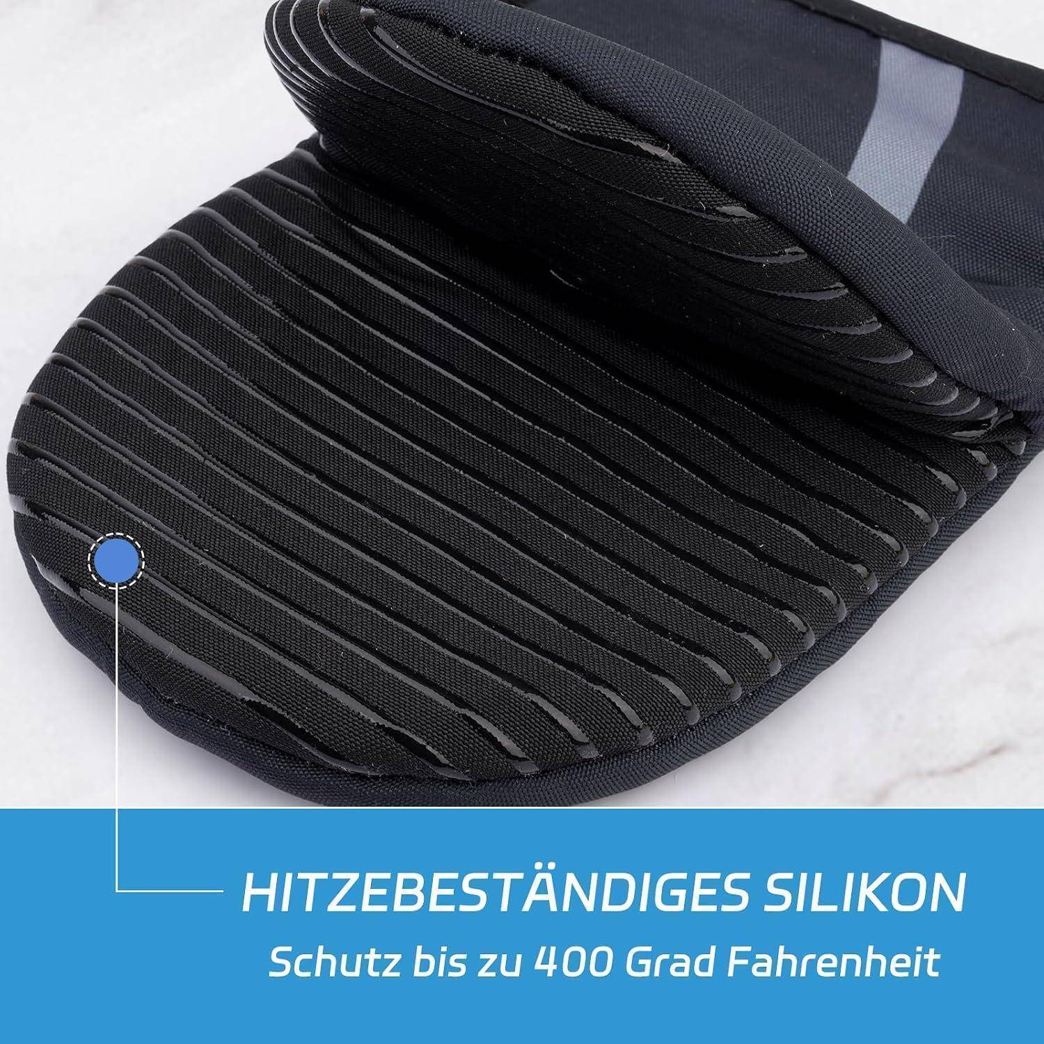 Ofenhandschuhe Set Schwarze Katze 2-teilig mit Topflappen Baumwolle