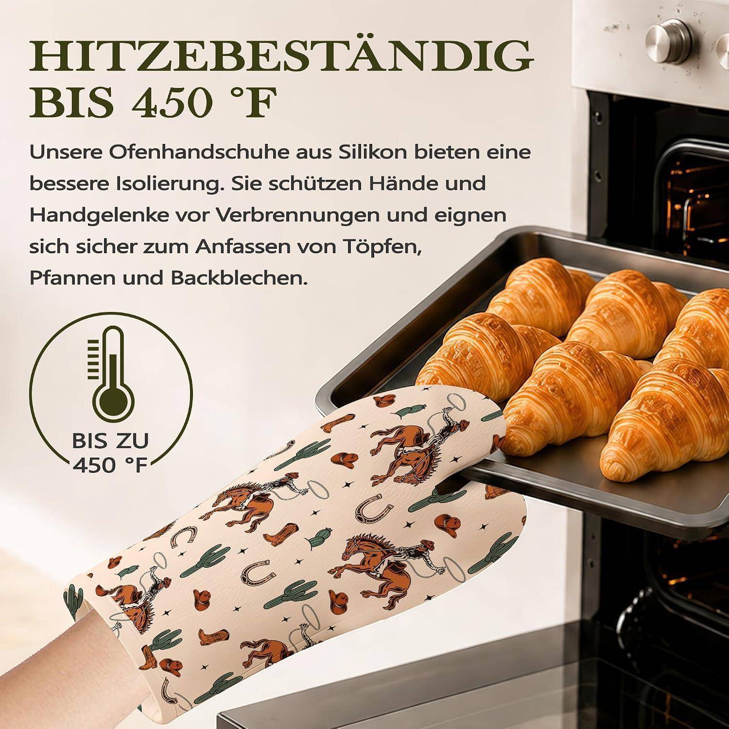 Ofenhandschuhe und Topflappen 4er Set, Silikon, hitzebeständig