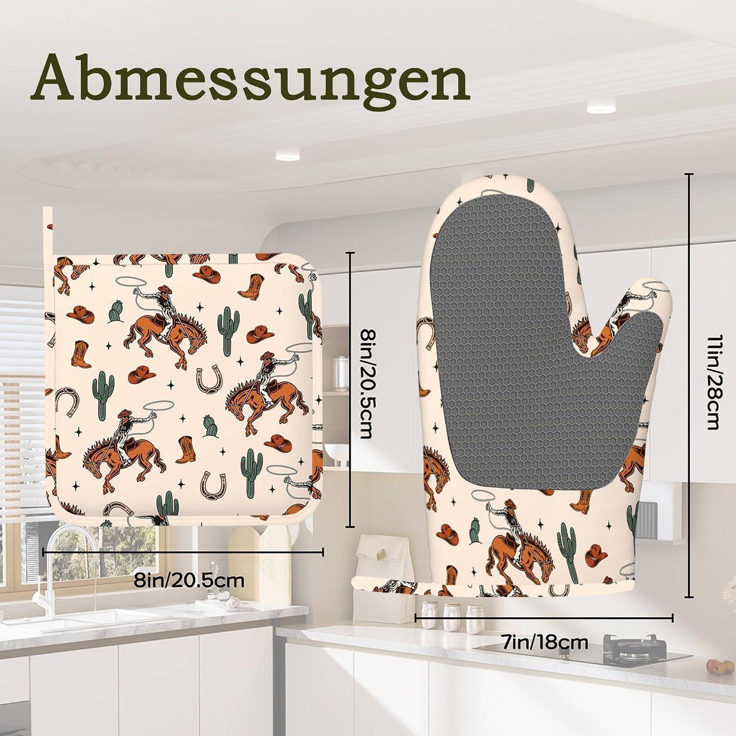 Ofenhandschuhe und Topflappen 4er Set, Silikon, hitzebeständig