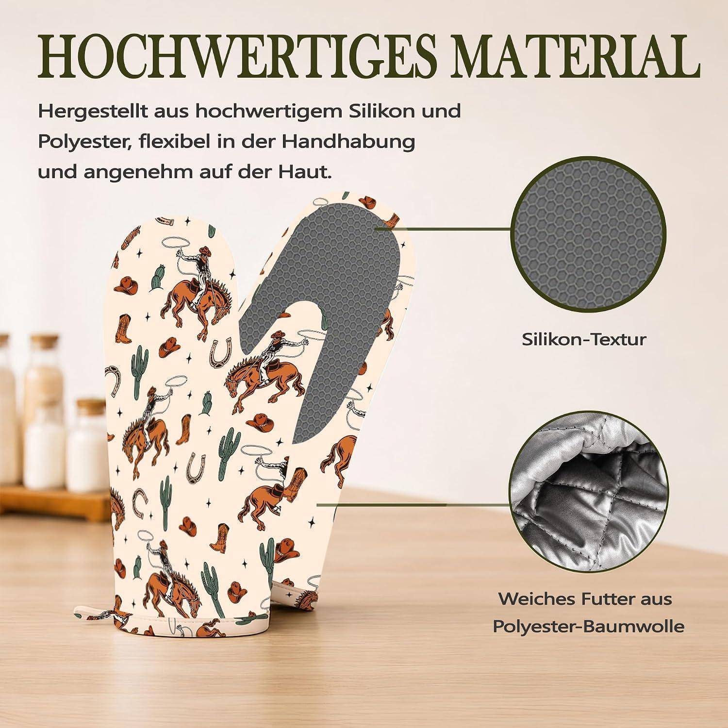 Ofenhandschuhe und Topflappen 4er Set, Silikon, hitzebeständig